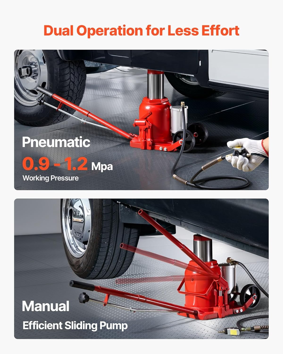 image:imageVEVOR Pneumatic Bottle Jack 50T Hydraulic Car Jack Lift Range 2743cm Air Transmission Jack 110231lbs for Heavy Duty Vehicles50T Air Hydraulic
