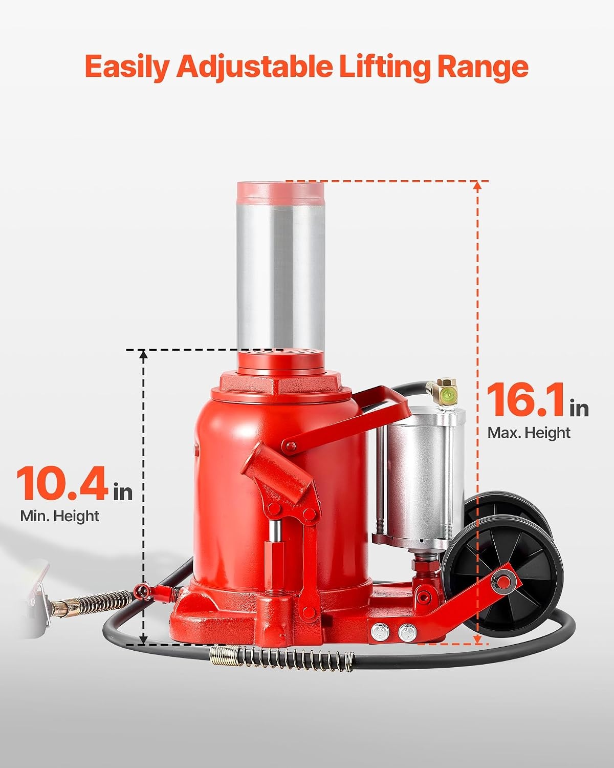 image:imageVEVOR Pneumatic Bottle Jack 50T Hydraulic Car Jack Lift Range 2743cm Air Transmission Jack 110231lbs for Heavy Duty Vehicles50T Air Hydraulic