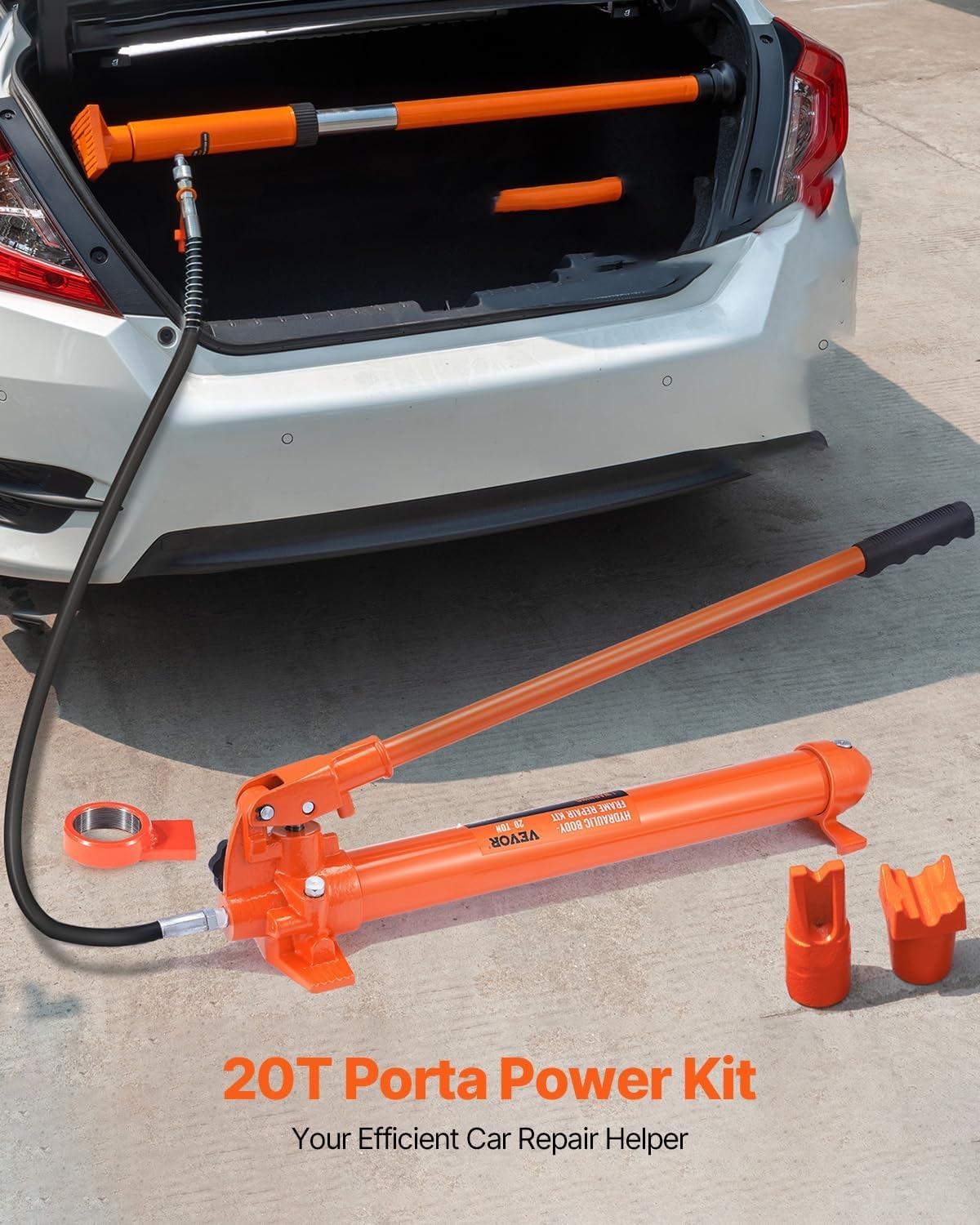 image:imageVEVOR Porta Power Kit 12 Ton Load Portable Hydraulic Jack with 46 ft Extended Oil Hose Long Handle Design Auto Body Frame Repair Kit with Portable Storage Case for Car Repair Truck Farm20 Ton