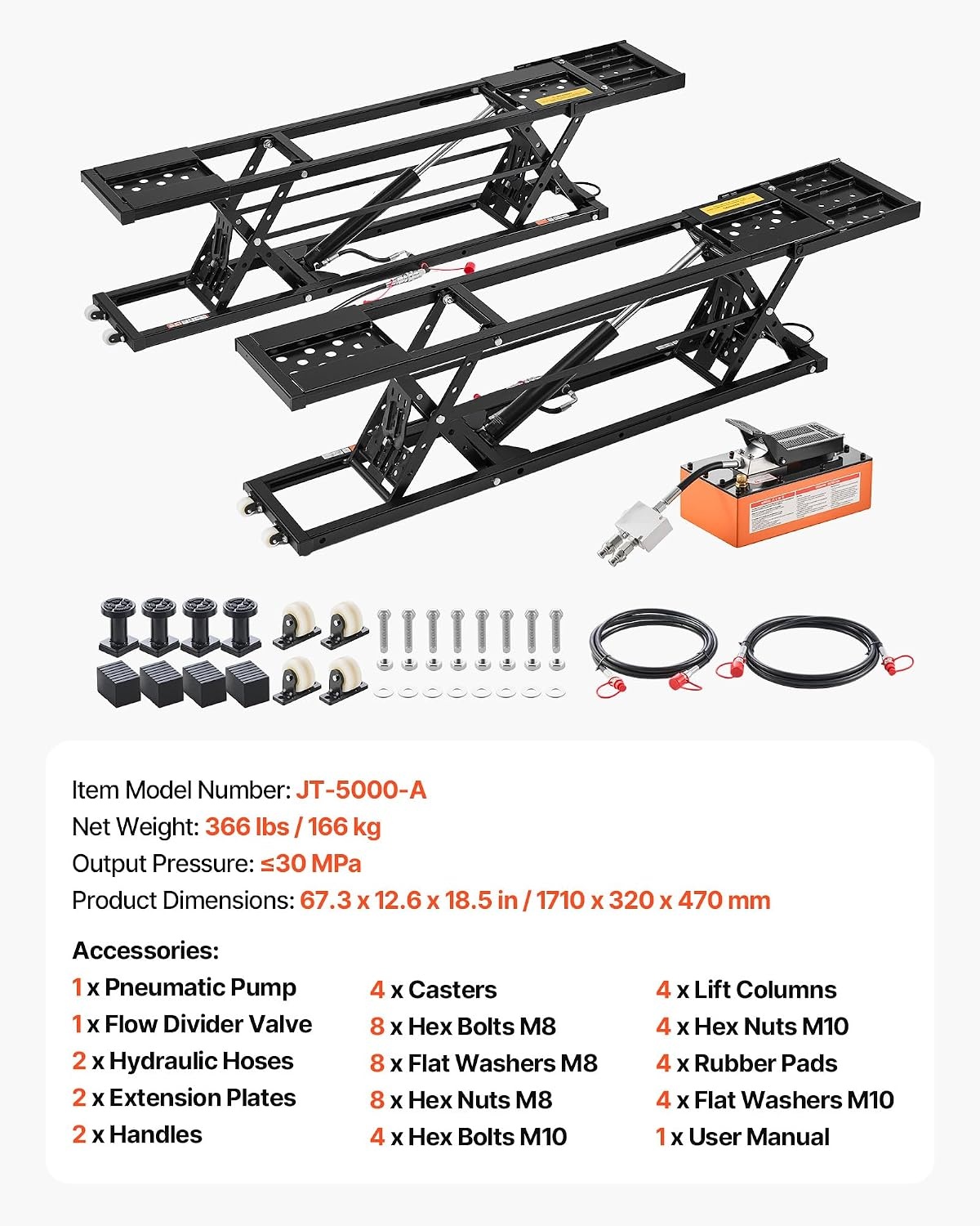 image:imageVEVOR Portable Car Lift 4400 lbs Capacity Heavy Duty Steel Quick Lift with 23 Max Height Adjustable Width and Wheels Manual Lifting for Cars Compact SUVs Mini Trucks Home Garage or Shop Use5000LBSUpgrade Electric Pneumatic Pump