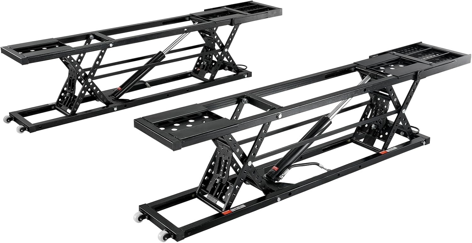 image:imageVEVOR Portable Car Lift 4400 lbs Capacity Heavy Duty Steel Quick Lift with 23 Max Height Adjustable Width and Wheels Manual Lifting for Cars Compact SUVs Mini Trucks Home Garage or Shop Use7000LBSUpgrade Electrohydraulic