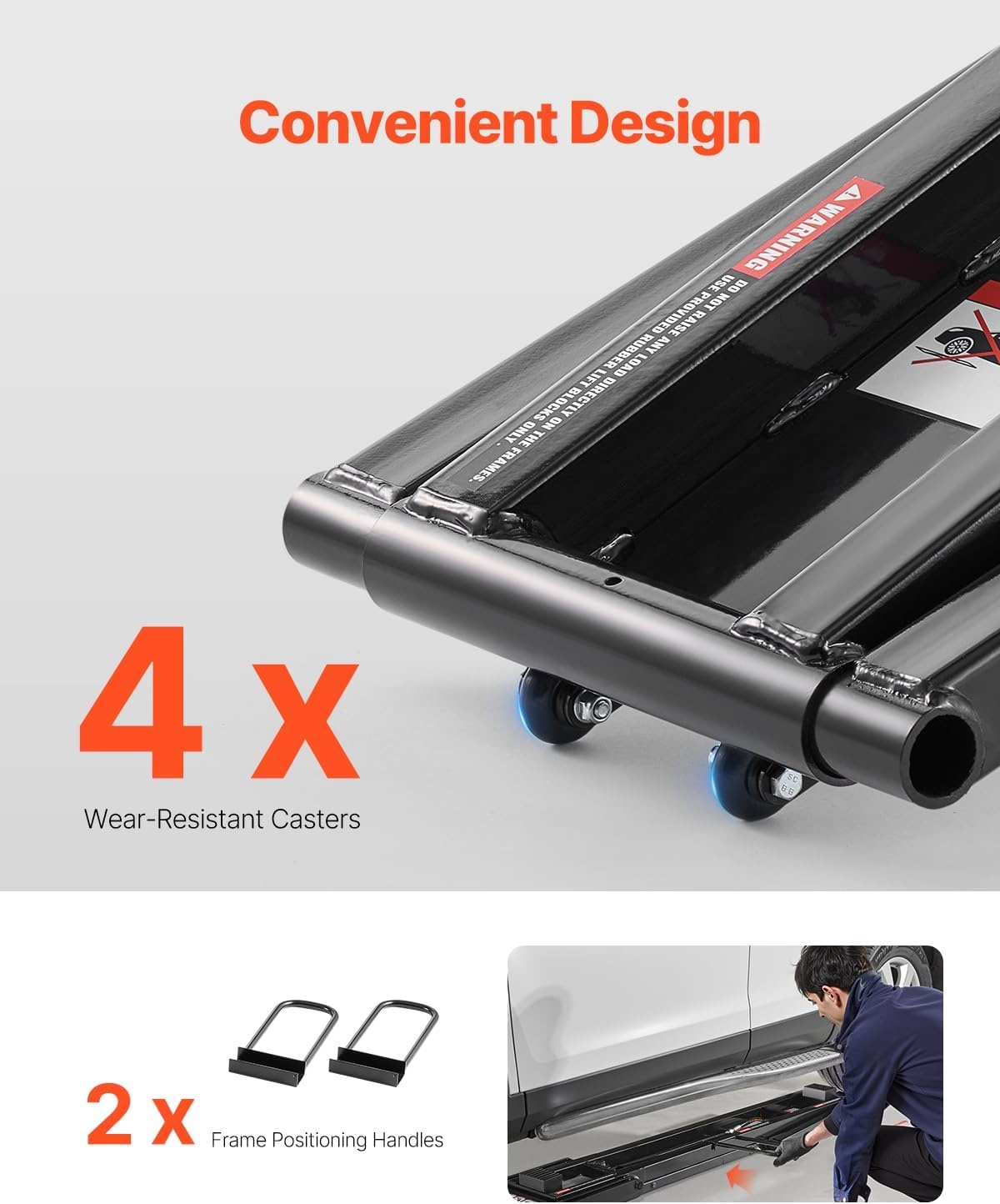 image:imageVEVOR Portable Car Lift 4400 lbs Capacity Heavy Duty Steel Quick Lift with 23 Max Height Adjustable Width and Wheels Manual Lifting for Cars Compact SUVs Mini Trucks Home Garage or Shop Use7000LBSElectrohydraulicmodel 2