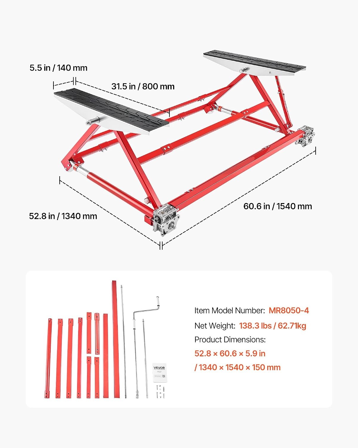 image:imageVEVOR Portable Car Lift 4400 lbs Capacity Heavy Duty Steel Quick Lift with 23 Max Height Adjustable Width and Wheels Manual Lifting for Cars Compact SUVs Mini Trucks Home Garage or Shop Use4400LBSUpgrade Manual Lifting