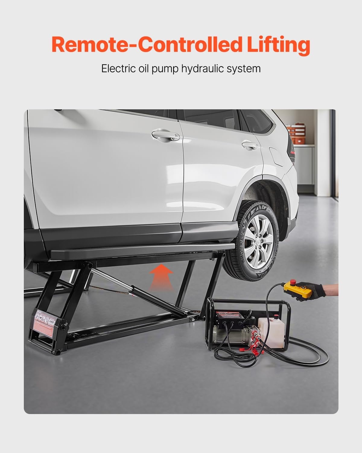 image:imageVEVOR Portable Car Lift 4400 lbs Capacity Heavy Duty Steel Quick Lift with 23 Max Height Adjustable Width and Wheels Manual Lifting for Cars Compact SUVs Mini Trucks Home Garage or Shop Use7000LBSElectrohydraulicmodel 2