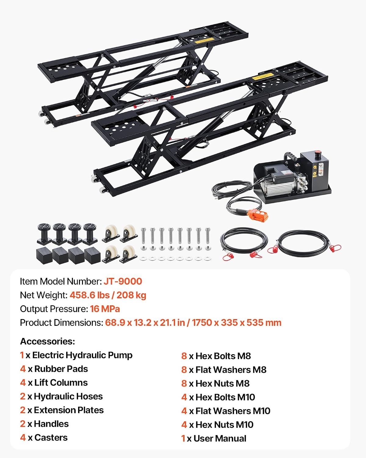 image:imageVEVOR Portable Car Lift 4400 lbs Capacity Heavy Duty Steel Quick Lift with 23 Max Height Adjustable Width and Wheels Manual Lifting for Cars Compact SUVs Mini Trucks Home Garage or Shop Use9000LBSUpgrade Electrohydraulic
