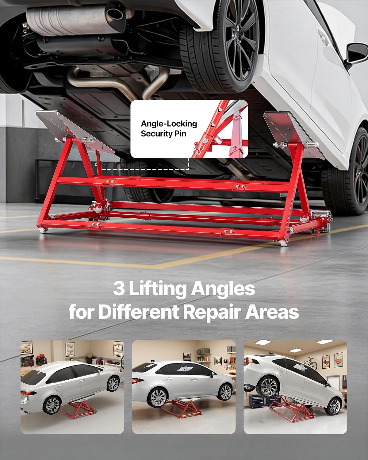image:imageVEVOR Portable Car Lift 4400 lbs Capacity Heavy Duty Steel Quick Lift with 23 Max Height Adjustable Width and Wheels Manual Lifting for Cars Compact SUVs Mini Trucks Home Garage or Shop Use4400LBSUpgrade Manual Lifting