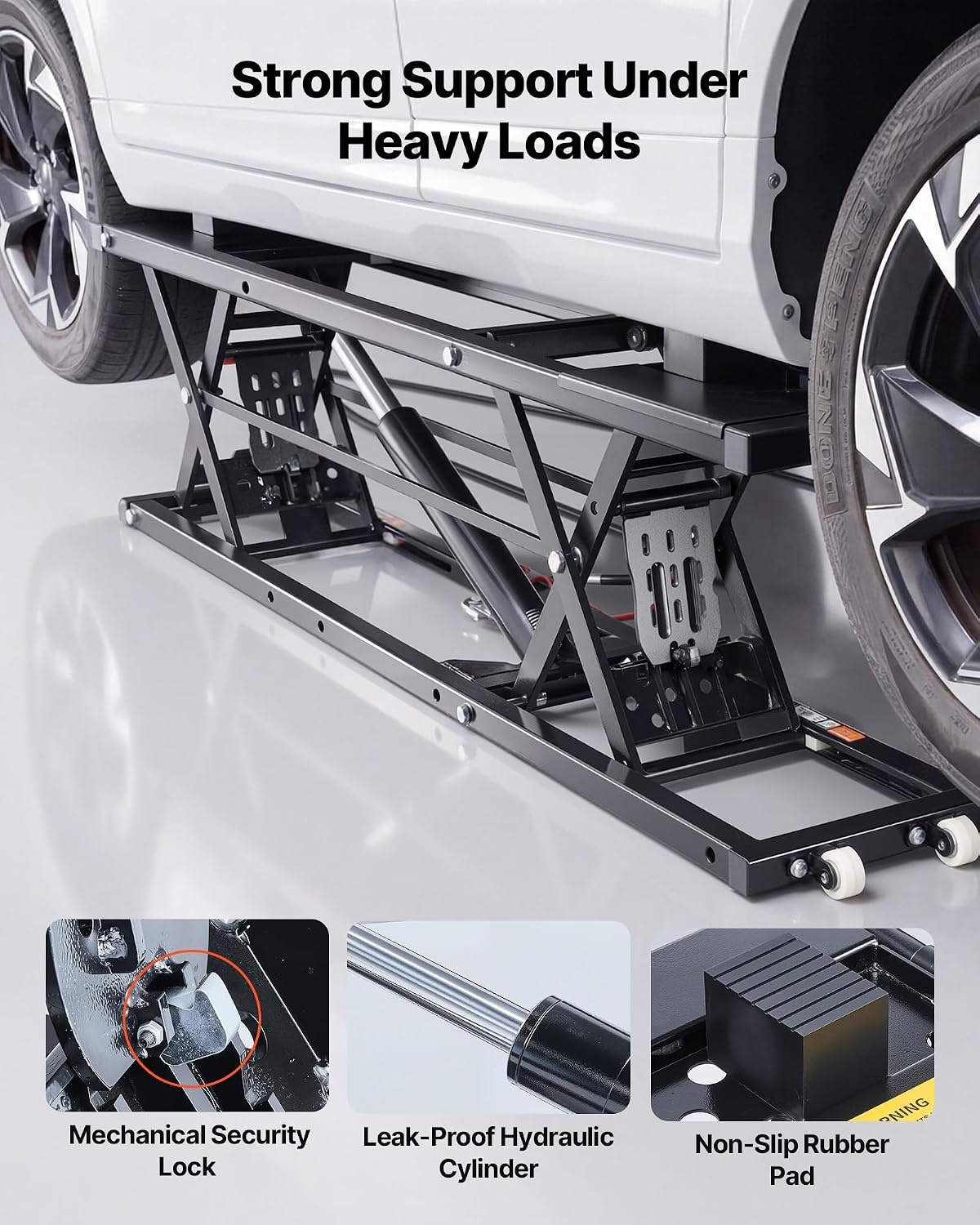 image:imageVEVOR Portable Car Lift 4400 lbs Capacity Heavy Duty Steel Quick Lift with 23 Max Height Adjustable Width and Wheels Manual Lifting for Cars Compact SUVs Mini Trucks Home Garage or Shop Use7000LBSUpgrade Electric Pneumatic Pump
