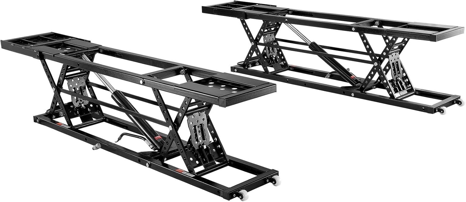 image:imageVEVOR Portable Car Lift 4400 lbs Capacity Heavy Duty Steel Quick Lift with 23 Max Height Adjustable Width and Wheels Manual Lifting for Cars Compact SUVs Mini Trucks Home Garage or Shop Use7000LBSUpgrade Electrohydraulic