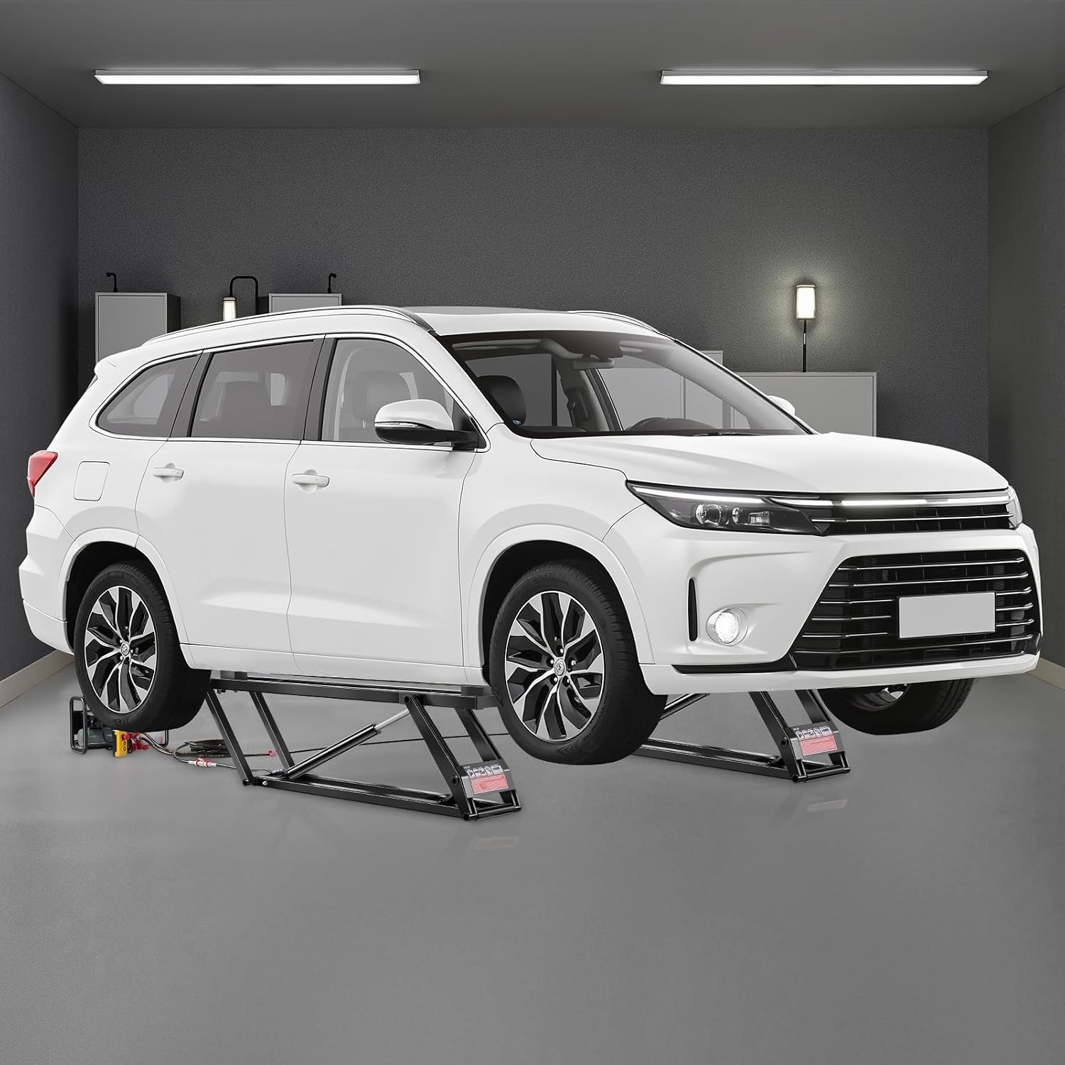 image:imageVEVOR Portable Car Lift 4400 lbs Capacity Heavy Duty Steel Quick Lift with 23 Max Height Adjustable Width and Wheels Manual Lifting for Cars Compact SUVs Mini Trucks Home Garage or Shop Use7000LBSElectrohydraulicmodel 2