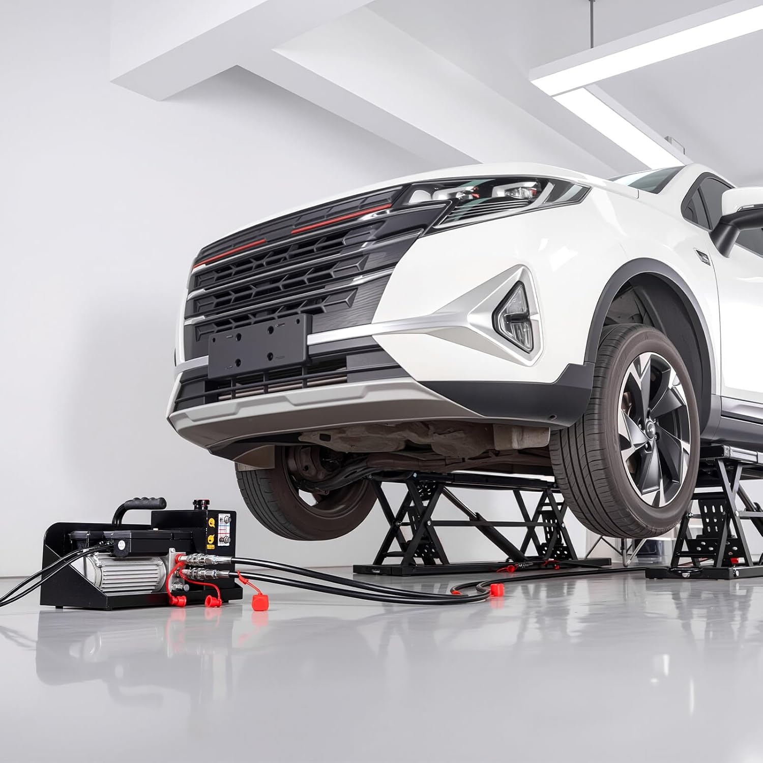 image:imageVEVOR Portable Car Lift 4400 lbs Capacity Heavy Duty Steel Quick Lift with 23 Max Height Adjustable Width and Wheels Manual Lifting for Cars Compact SUVs Mini Trucks Home Garage or Shop Use9000LBSUpgrade Electrohydraulic