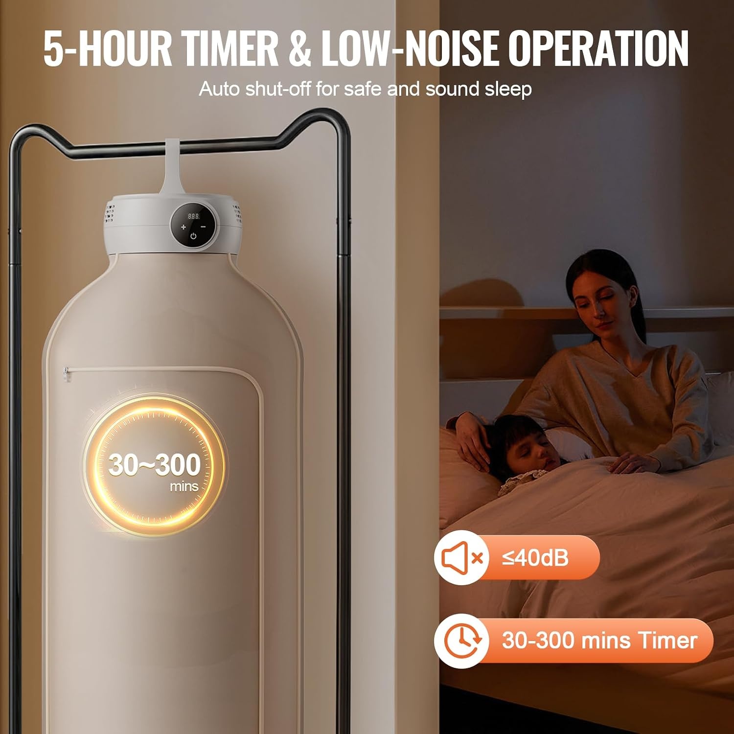 image:imageVEVOR Portable Clothes Dryer with Dryer Bag PTC Heating amp LED Display Foldable Mini Dryer with 5H Timer for Apartments Dorms RVs or Hotels 600W Beige