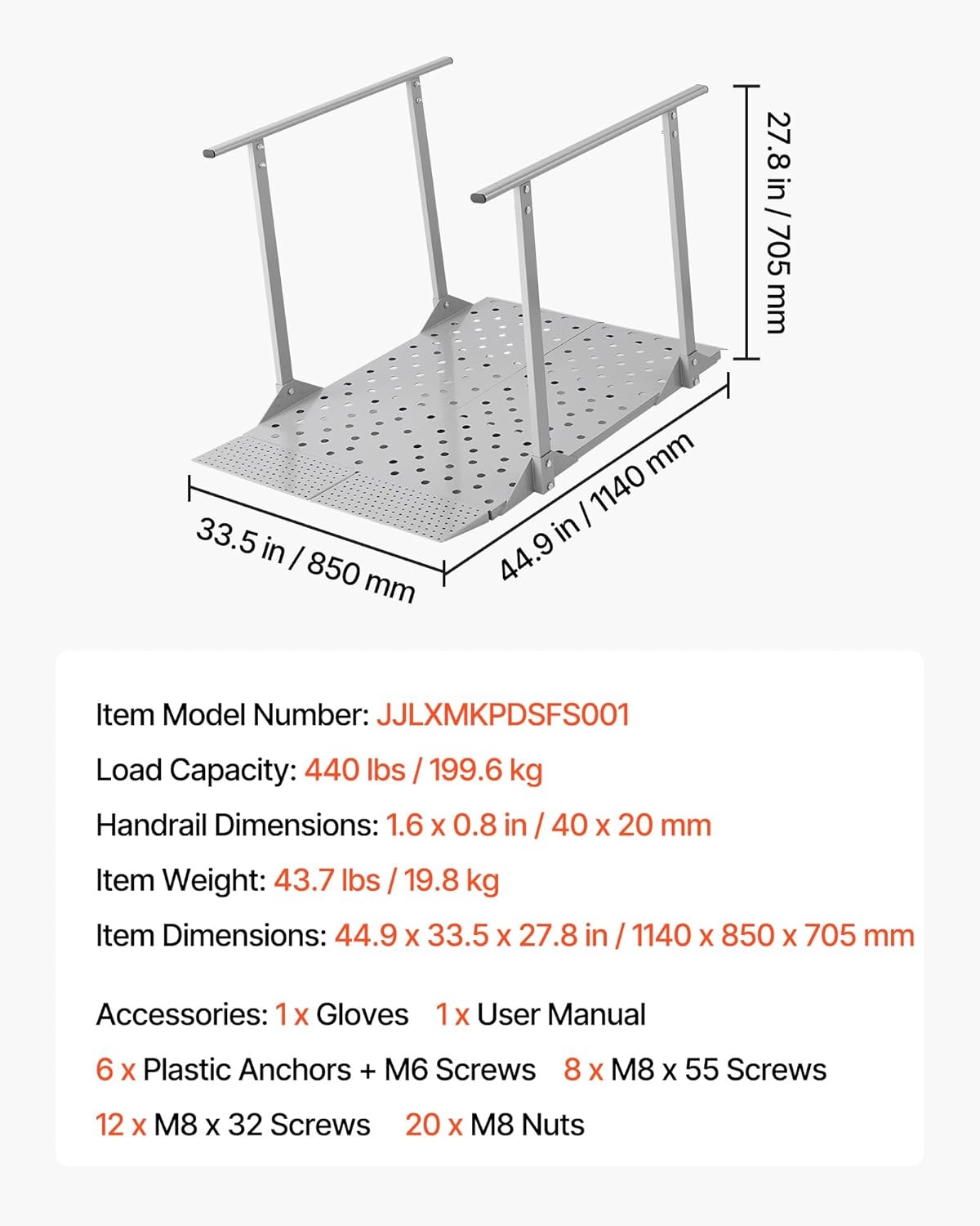 image:imageVEVOR Portable Wheelchair Ramp 5FT NonSlip Aluminum Folding Handicap Ramp Door Threshold Ramps for Wheelchair for HomeWheel Chair Ramp Steps Cars Scooter Cart Curbs Stairs449W x 335L