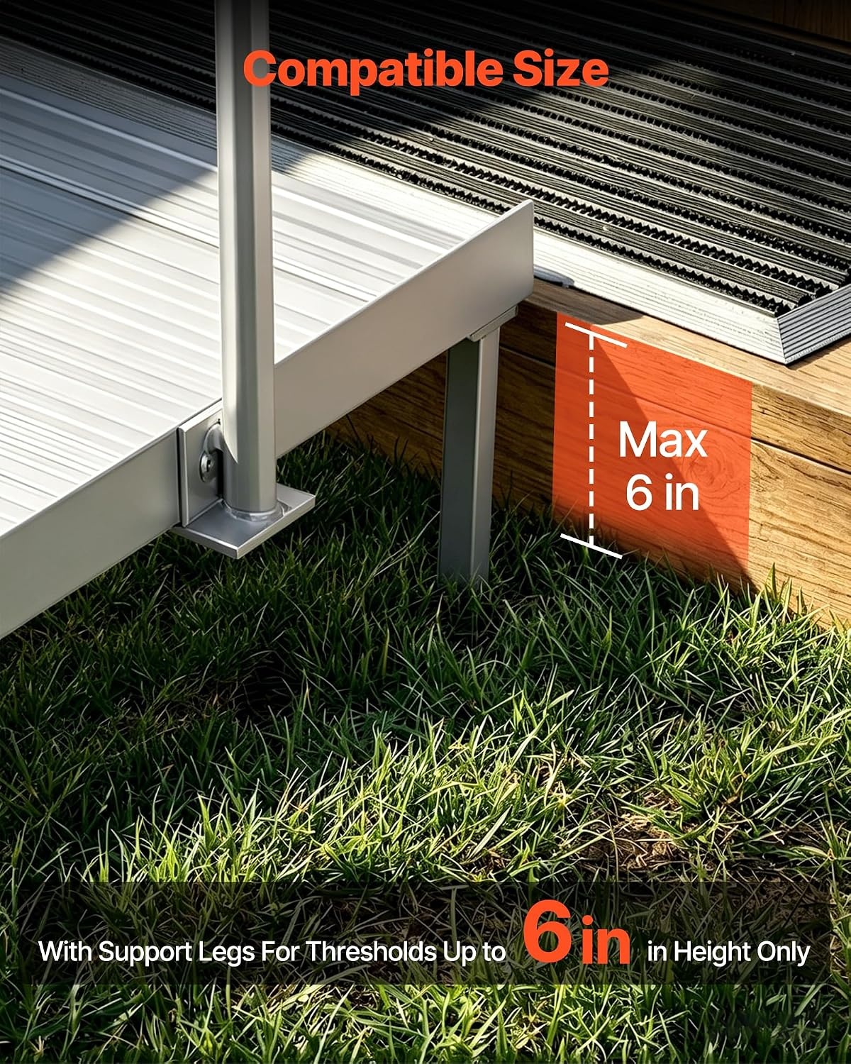image:imageVEVOR Portable Wheelchair Ramp 5FT NonSlip Aluminum Folding Handicap Ramp Door Threshold Ramps for Wheelchair for HomeWheel Chair Ramp Steps Cars Scooter Cart Curbs Stairs711 x 327 x 425 in