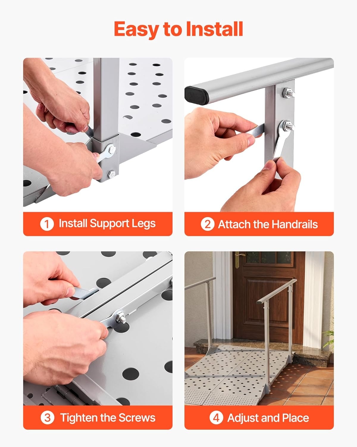 image:imageVEVOR Portable Wheelchair Ramp 5FT NonSlip Aluminum Folding Handicap Ramp Door Threshold Ramps for Wheelchair for HomeWheel Chair Ramp Steps Cars Scooter Cart Curbs Stairs449W x 335L