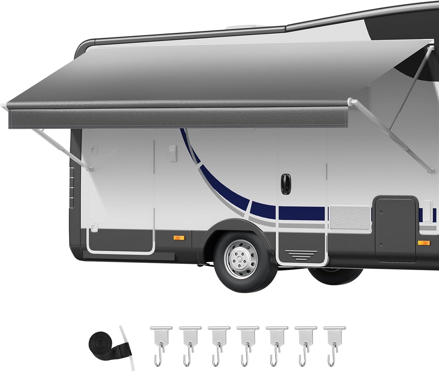 image:imageVEVOR RV Awning Fabric Replacement 15 Fabric 142 18 oz HeavyDuty Weatherproof Vinyl Camper Awning Replacement UPF50 Protection Waterproof Outdoor Canopy for RV Motorhome Trailer Black FadeGray Fade