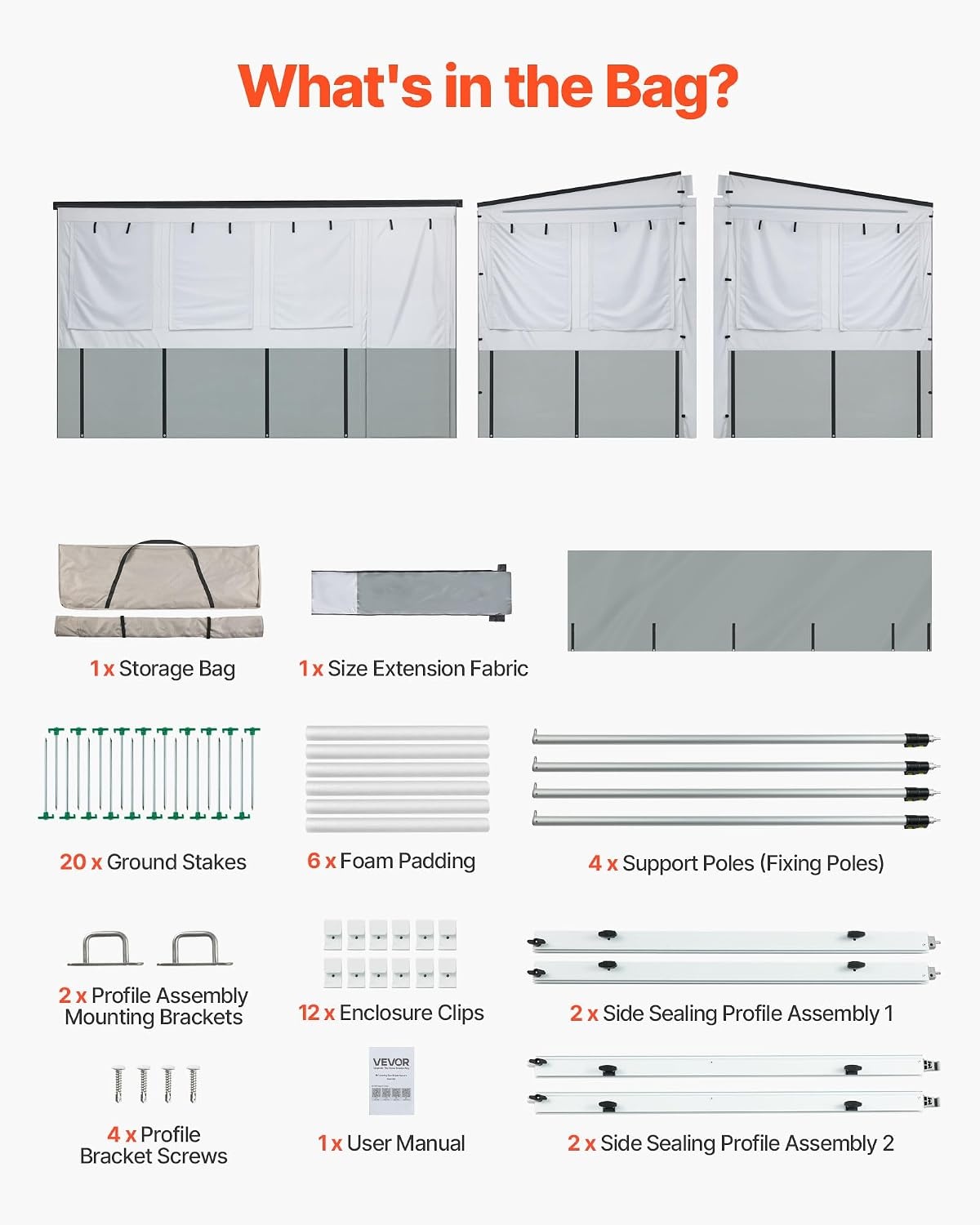 image:imageVEVOR RV Awning Sun Shade Room Compatible with 1819 ft Awnings RV Awning Sun Shading Room with Door amp Ventilated Mesh Windows Sunproof amp Windproof ThreeSided Enclosure Tent for RV Camping16 Feet to 17 Feet