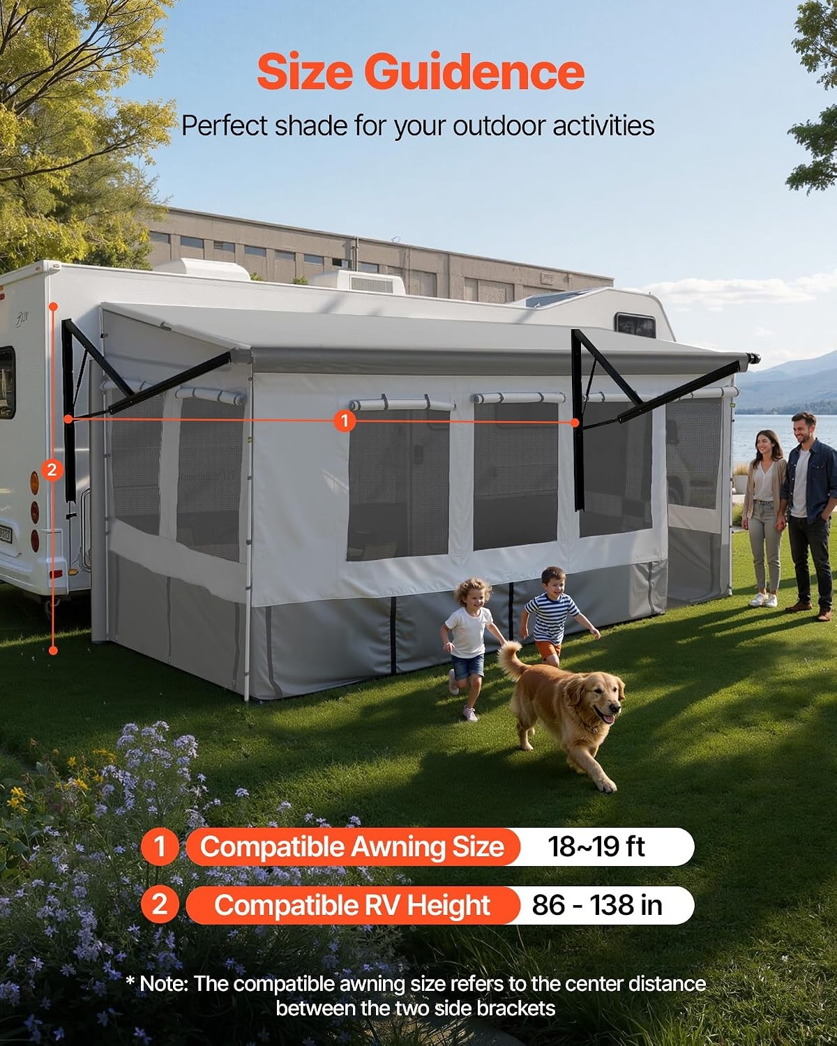 image:imageVEVOR RV Awning Sun Shade Room Compatible with 1819 ft Awnings RV Awning Sun Shading Room with Door amp Ventilated Mesh Windows Sunproof amp Windproof ThreeSided Enclosure Tent for RV Camping18 Feet to 19 Feet