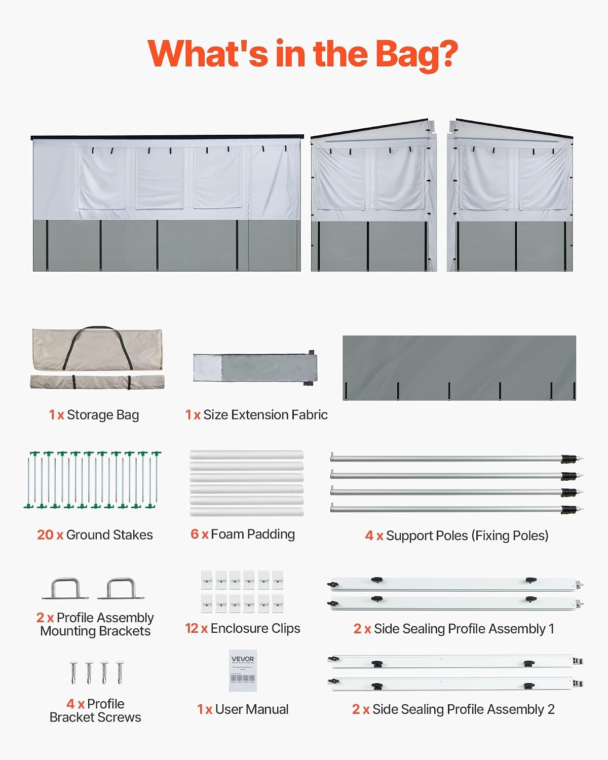 image:imageVEVOR RV Awning Sun Shade Room Compatible with 1819 ft Awnings RV Awning Sun Shading Room with Door amp Ventilated Mesh Windows Sunproof amp Windproof ThreeSided Enclosure Tent for RV Camping18 Feet to 19 Feet