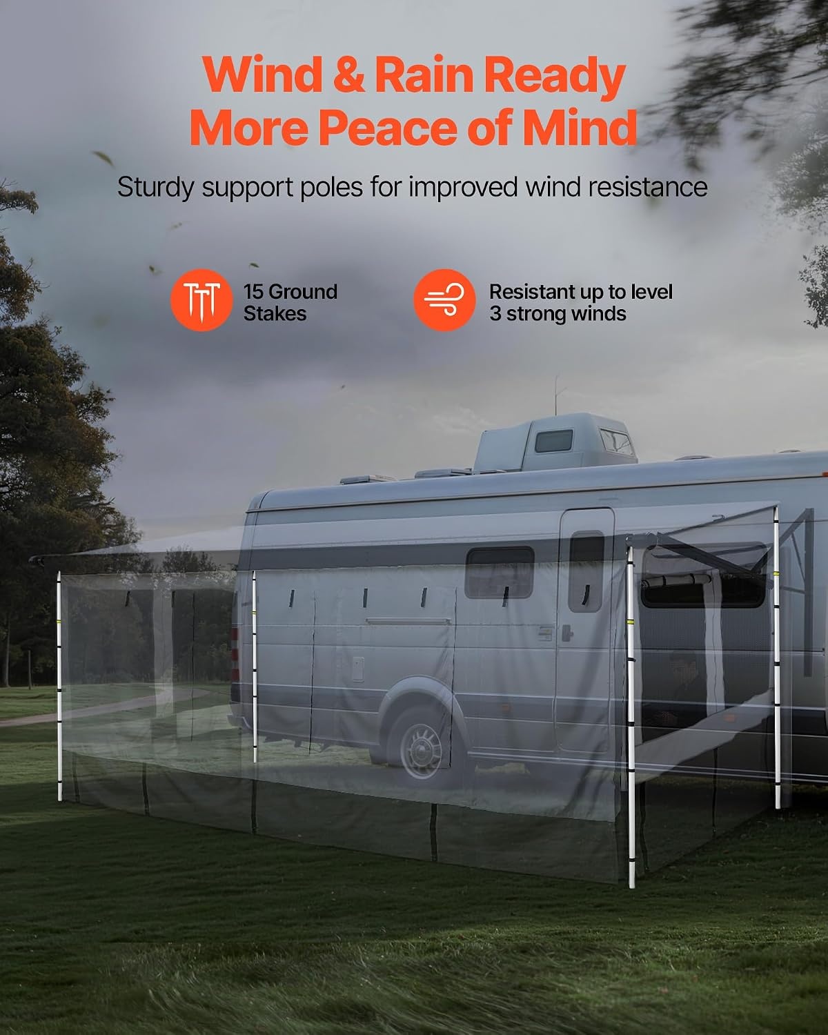image:imageVEVOR RV Awning Sun Shade Room Compatible with 1819 ft Awnings RV Awning Sun Shading Room with Door amp Ventilated Mesh Windows Sunproof amp Windproof ThreeSided Enclosure Tent for RV Camping18 Feet to 19 Feet
