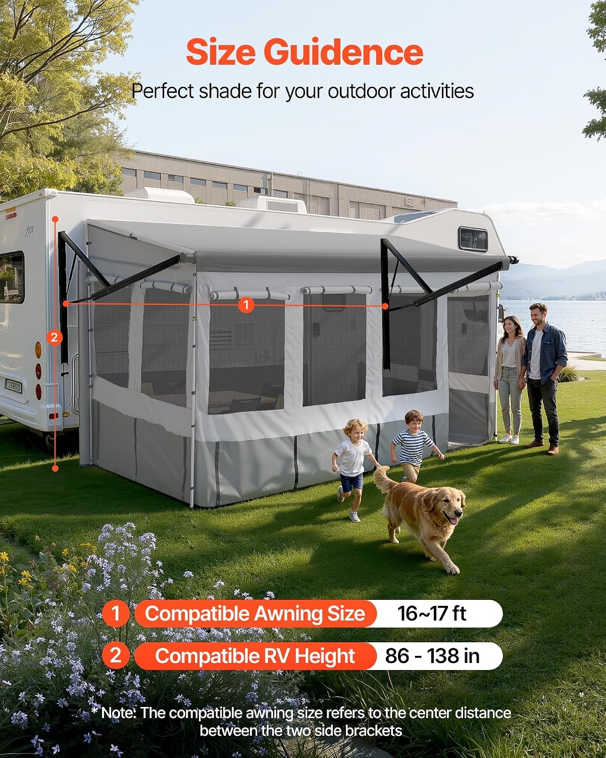 image:imageVEVOR RV Awning Sun Shade Room Compatible with 1819 ft Awnings RV Awning Sun Shading Room with Door amp Ventilated Mesh Windows Sunproof amp Windproof ThreeSided Enclosure Tent for RV Camping16 Feet to 17 Feet