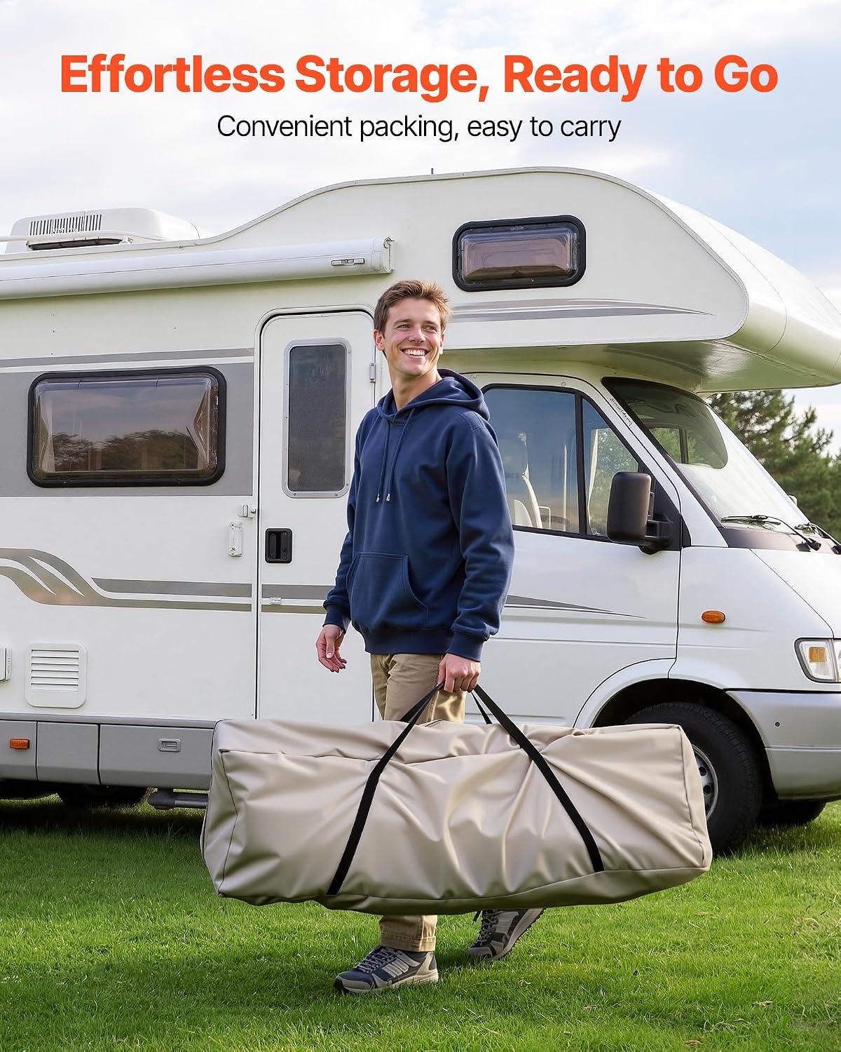 image:imageVEVOR RV Awning Sun Shade Room Compatible with 1819 ft Awnings RV Awning Sun Shading Room with Door amp Ventilated Mesh Windows Sunproof amp Windproof ThreeSided Enclosure Tent for RV Camping18 Feet to 19 Feet