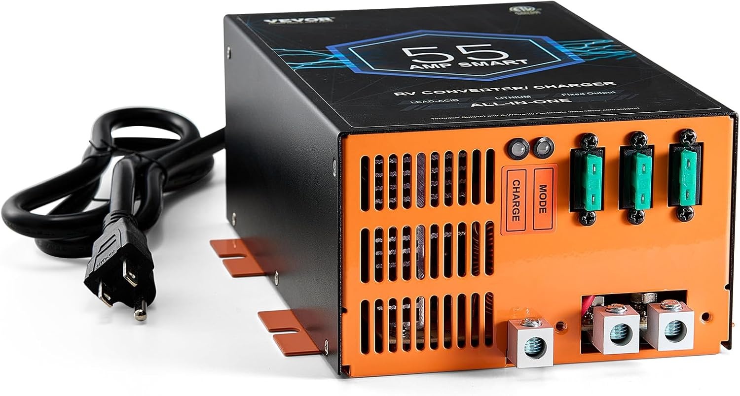 image:imageVEVOR RV Converter 45 Amp 110V AC to 12V DC RV Power Converter Battery Charger with 4 Stage Smart Charging 13V to 165V Adjustable Operating Range Compatible with Lithium Lead Acid Battery ETL55 Amp