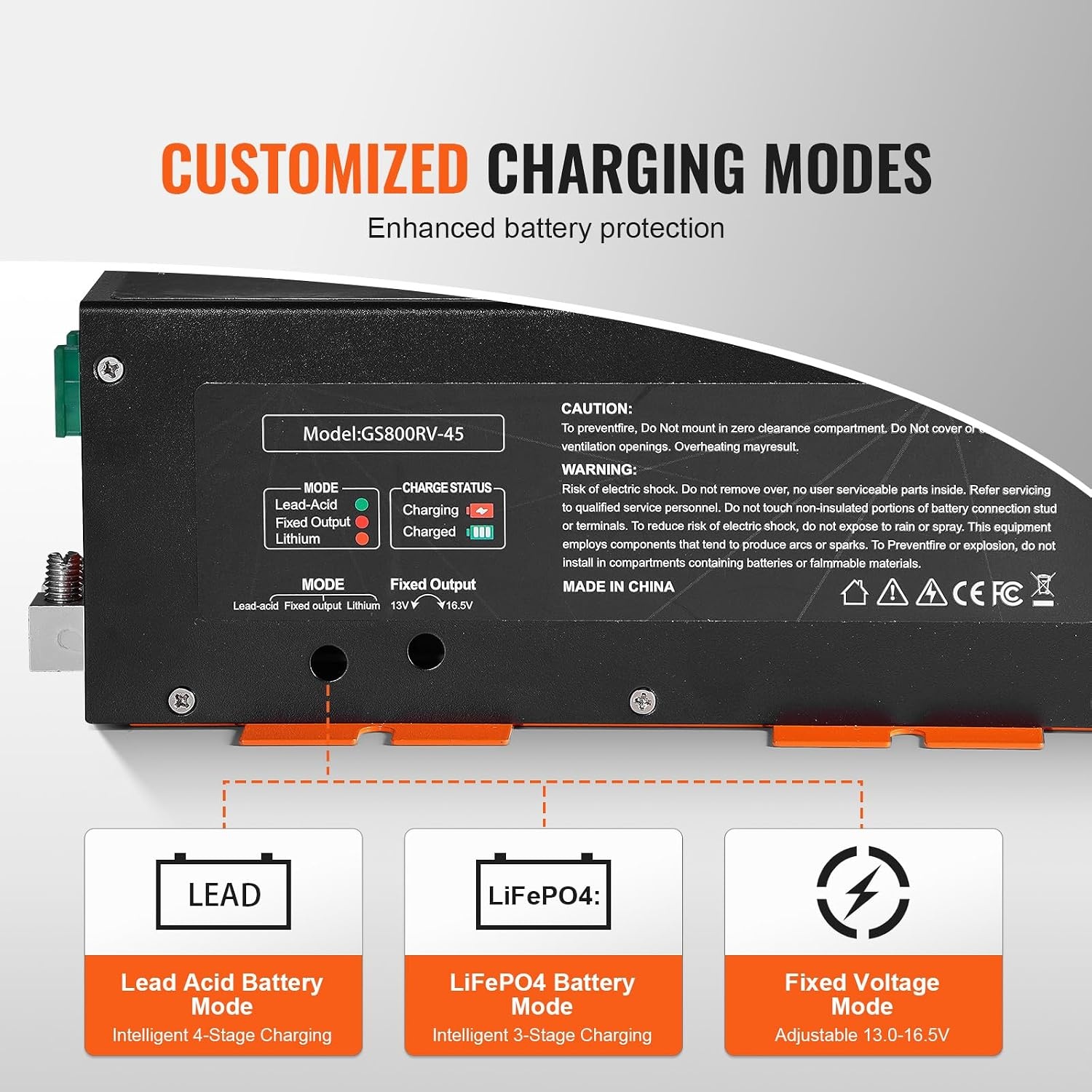 image:imageVEVOR RV Converter 45 Amp 110V AC to 12V DC RV Power Converter Battery Charger with 4 Stage Smart Charging 13V to 165V Adjustable Operating Range Compatible with Lithium Lead Acid Battery ETL45 Amp