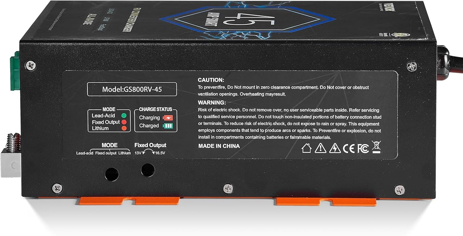 image:imageVEVOR RV Converter 45 Amp 110V AC to 12V DC RV Power Converter Battery Charger with 4 Stage Smart Charging 13V to 165V Adjustable Operating Range Compatible with Lithium Lead Acid Battery ETL45 Amp