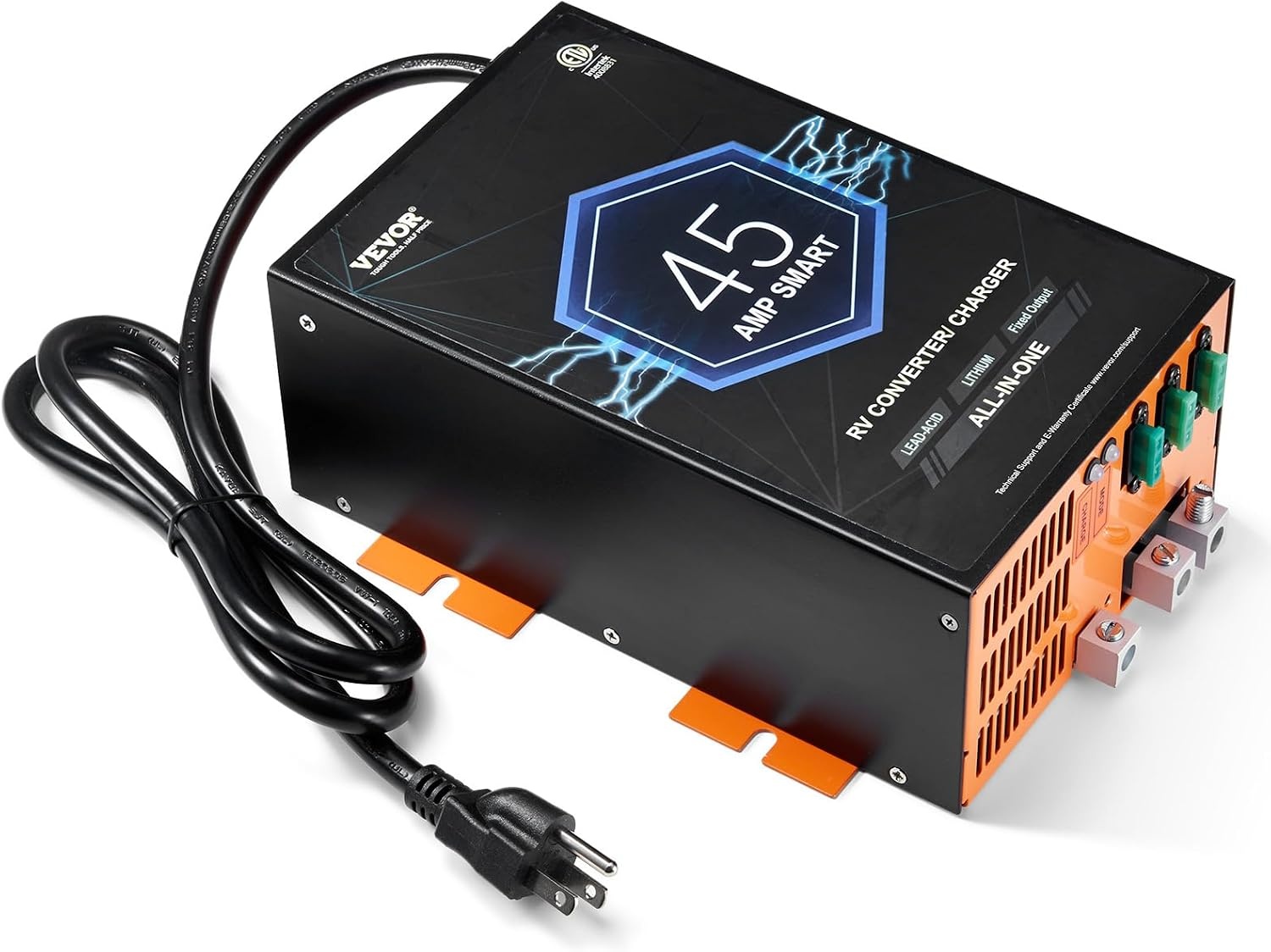 image:imageVEVOR RV Converter 45 Amp 110V AC to 12V DC RV Power Converter Battery Charger with 4 Stage Smart Charging 13V to 165V Adjustable Operating Range Compatible with Lithium Lead Acid Battery ETL45 Amp