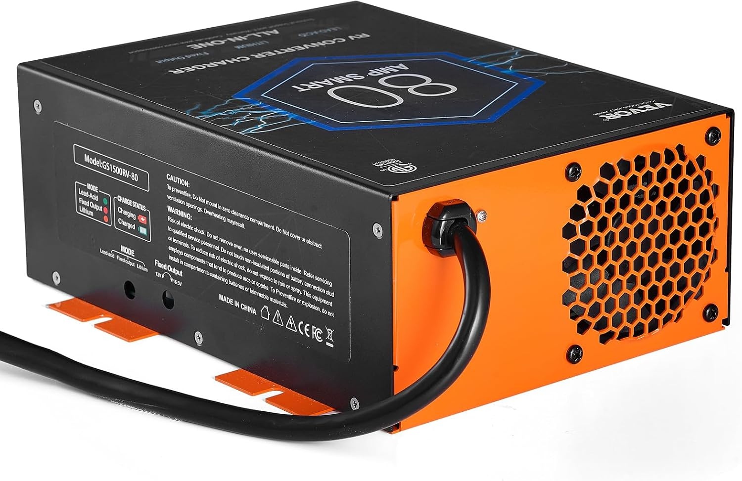 image:imageVEVOR RV Converter 45 Amp 110V AC to 12V DC RV Power Converter Battery Charger with 4 Stage Smart Charging 13V to 165V Adjustable Operating Range Compatible with Lithium Lead Acid Battery ETL80 Amp
