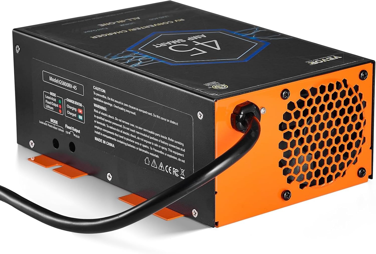 image:imageVEVOR RV Converter 45 Amp 110V AC to 12V DC RV Power Converter Battery Charger with 4 Stage Smart Charging 13V to 165V Adjustable Operating Range Compatible with Lithium Lead Acid Battery ETL45 Amp