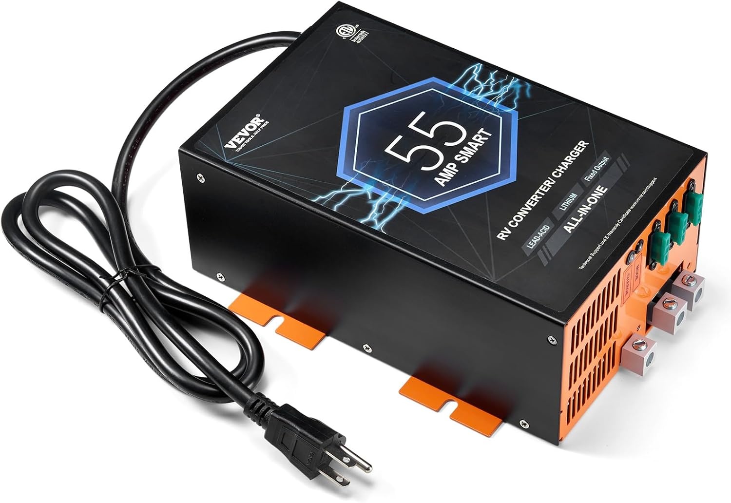 image:imageVEVOR RV Converter 45 Amp 110V AC to 12V DC RV Power Converter Battery Charger with 4 Stage Smart Charging 13V to 165V Adjustable Operating Range Compatible with Lithium Lead Acid Battery ETL55 Amp