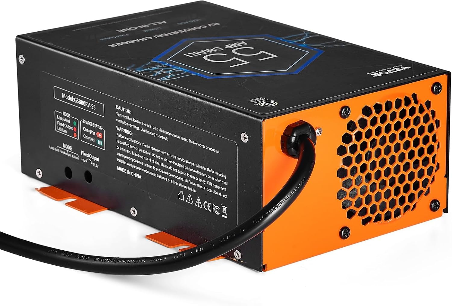 image:imageVEVOR RV Converter 45 Amp 110V AC to 12V DC RV Power Converter Battery Charger with 4 Stage Smart Charging 13V to 165V Adjustable Operating Range Compatible with Lithium Lead Acid Battery ETL55 Amp