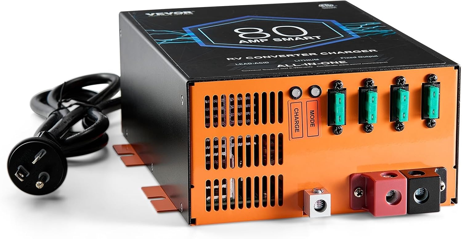 image:imageVEVOR RV Converter 45 Amp 110V AC to 12V DC RV Power Converter Battery Charger with 4 Stage Smart Charging 13V to 165V Adjustable Operating Range Compatible with Lithium Lead Acid Battery ETL80 Amp