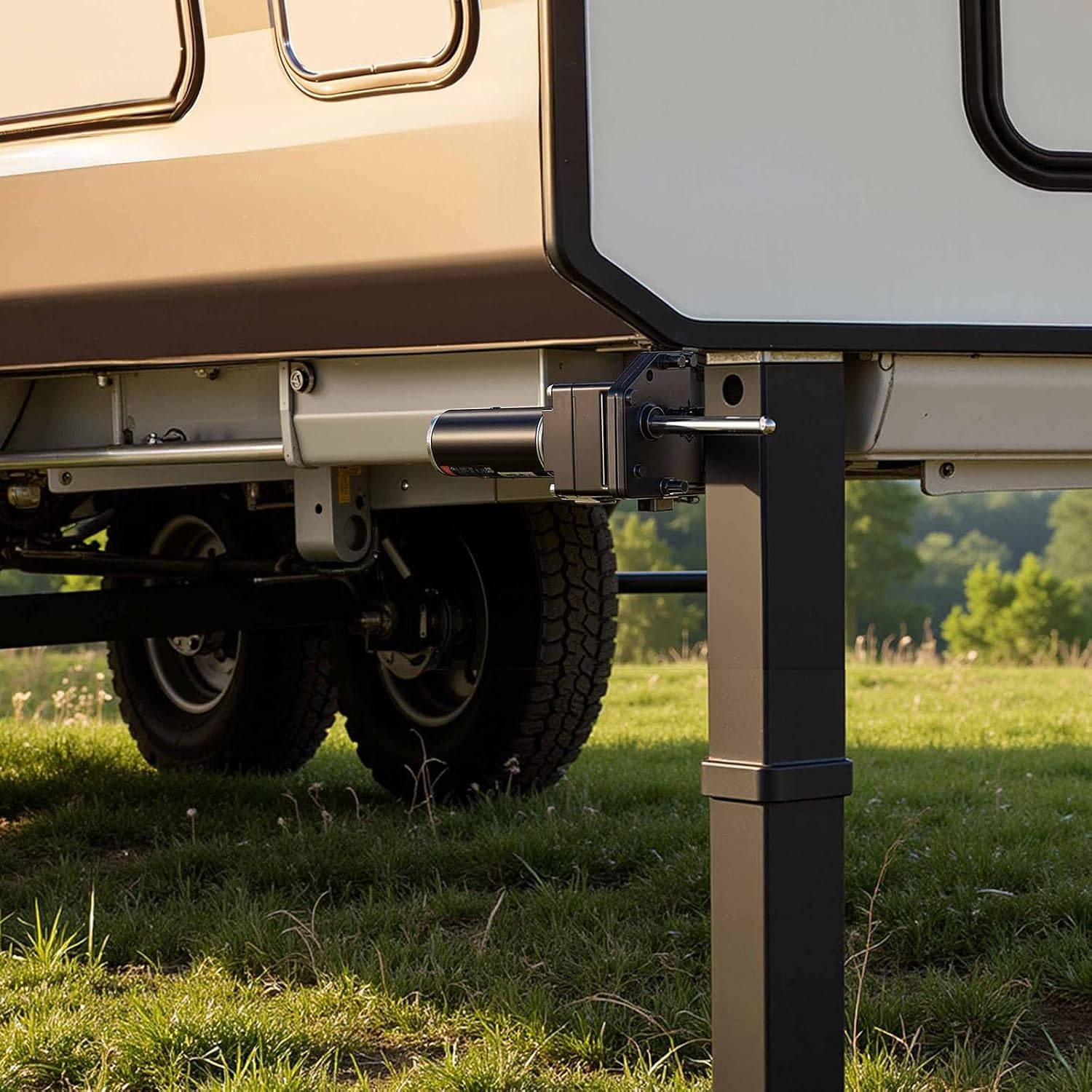 image:imageVEVOR RV Follow Fifth Wheel Landing Gear Leg 179014 325Inch 5th Wheel Landing Gear Universal Replacement Compatible with Lippert Venture Atwood Stromberg Carlson Systems with Pin and Base BlackRV 5th Wheel Gear Motor