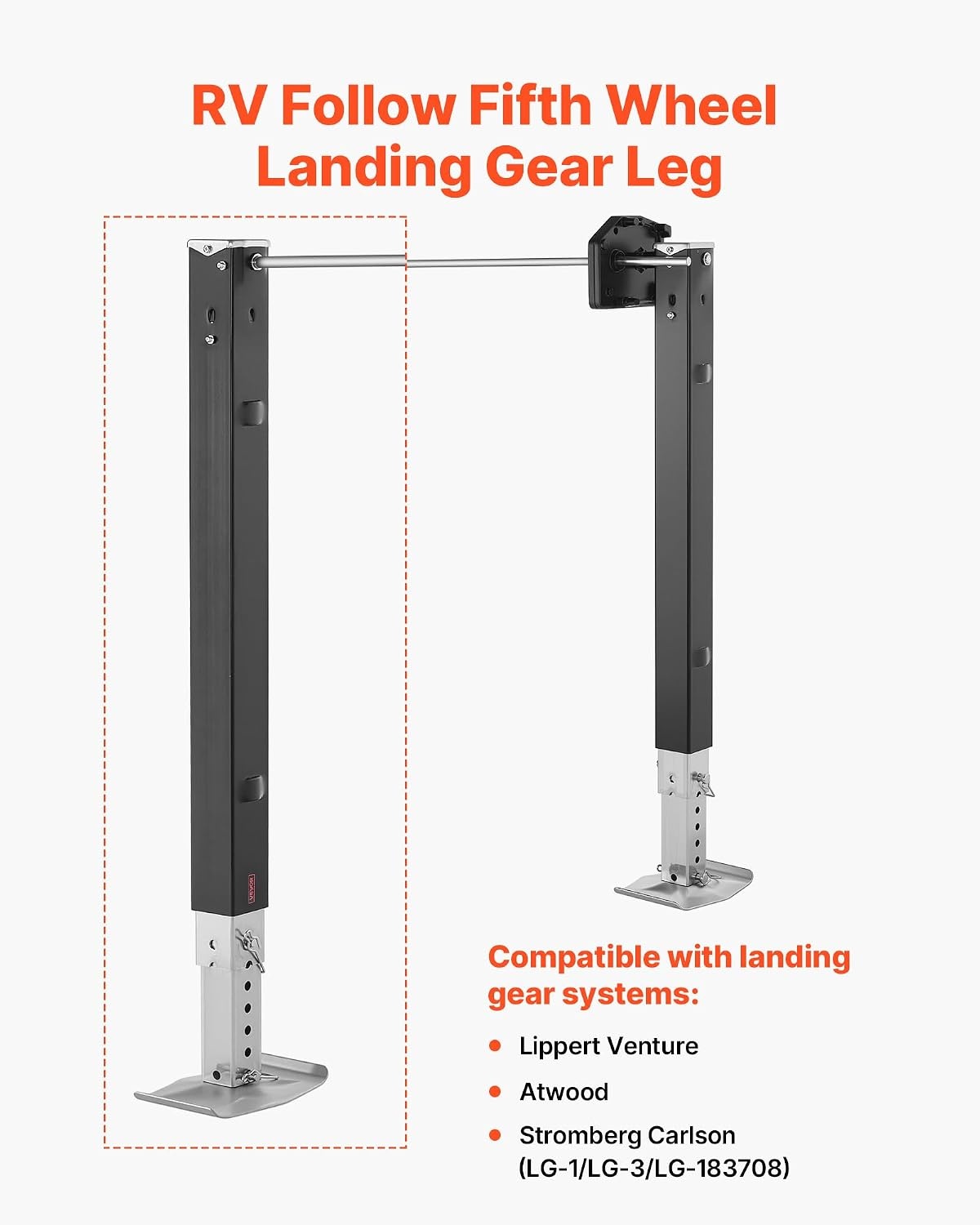 image:imageVEVOR RV Follow Fifth Wheel Landing Gear Leg 179014 325Inch 5th Wheel Landing Gear Universal Replacement Compatible with Lippert Venture Atwood Stromberg Carlson Systems with Pin and Base Black179014