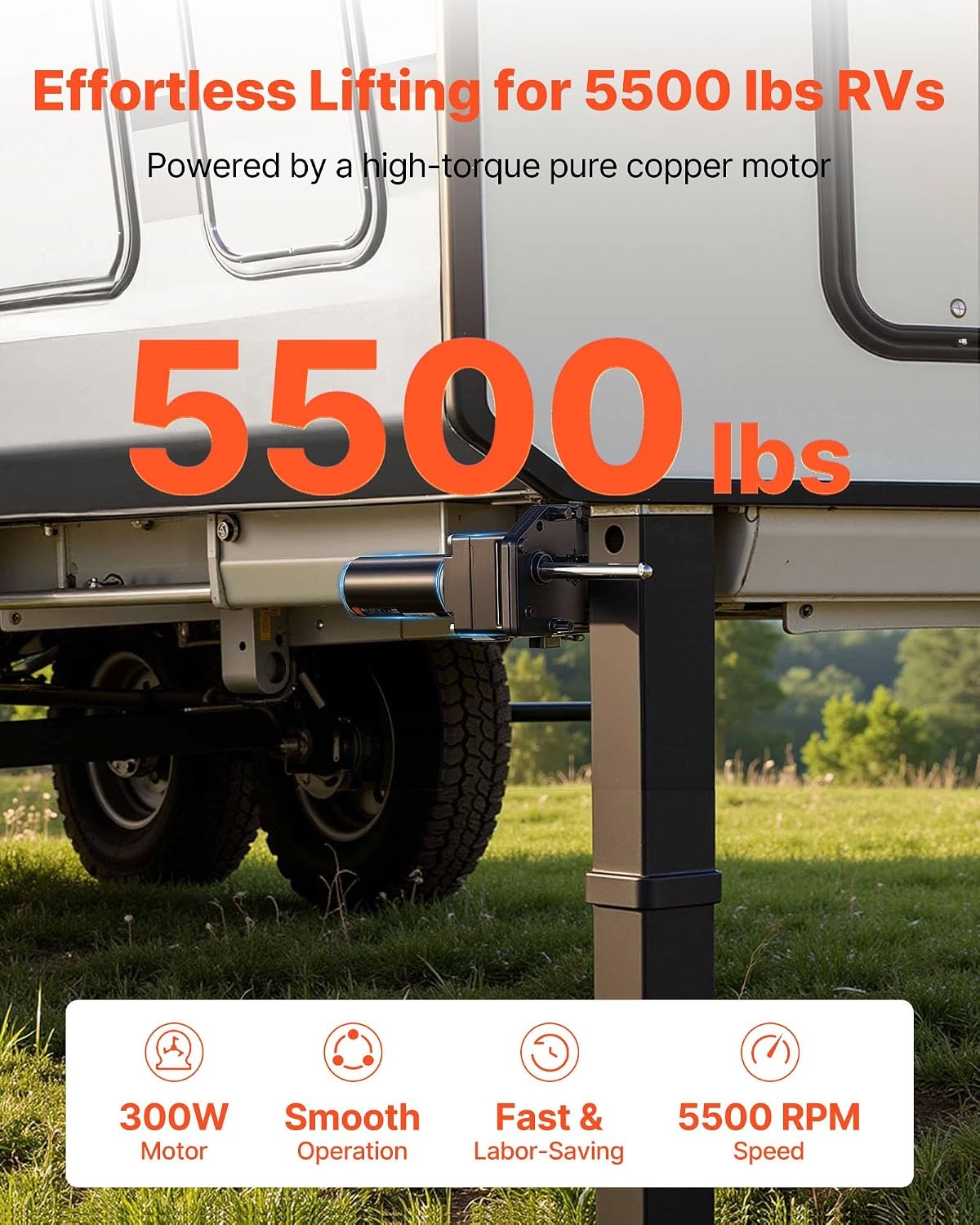 image:imageVEVOR RV Follow Fifth Wheel Landing Gear Leg 179014 325Inch 5th Wheel Landing Gear Universal Replacement Compatible with Lippert Venture Atwood Stromberg Carlson Systems with Pin and Base BlackRV 5th Wheel Gear Motor