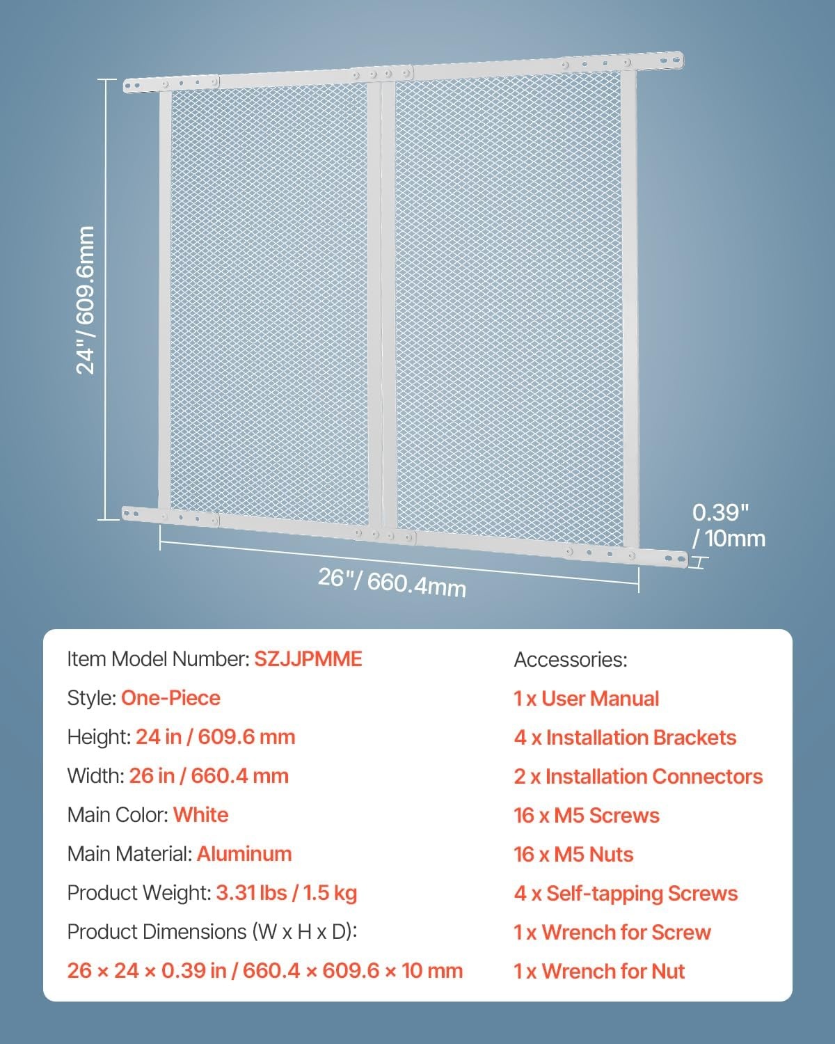 image:imageVEVOR RV Screen Door Protector 225 x 20 inch Door Grille Easy to Install and Disassemble Reinforced Breathable Protective Mesh Aluminum Alloy Camper RV Entry Protector for Pet Protection Black24 x 26 in