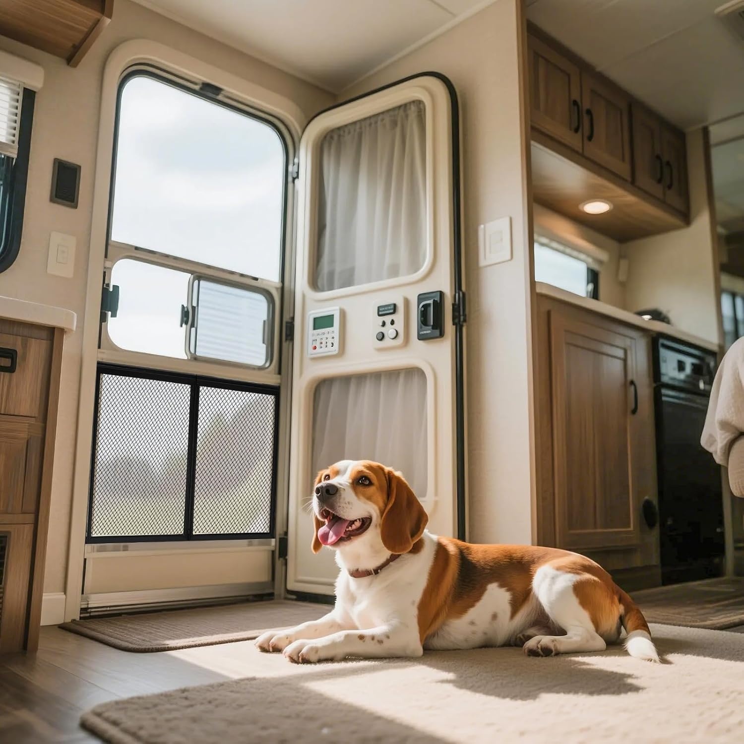 image:imageVEVOR RV Screen Door Protector 225 x 20 inch Door Grille Easy to Install and Disassemble Reinforced Breathable Protective Mesh Aluminum Alloy Camper RV Entry Protector for Pet Protection Black20 x 265 in