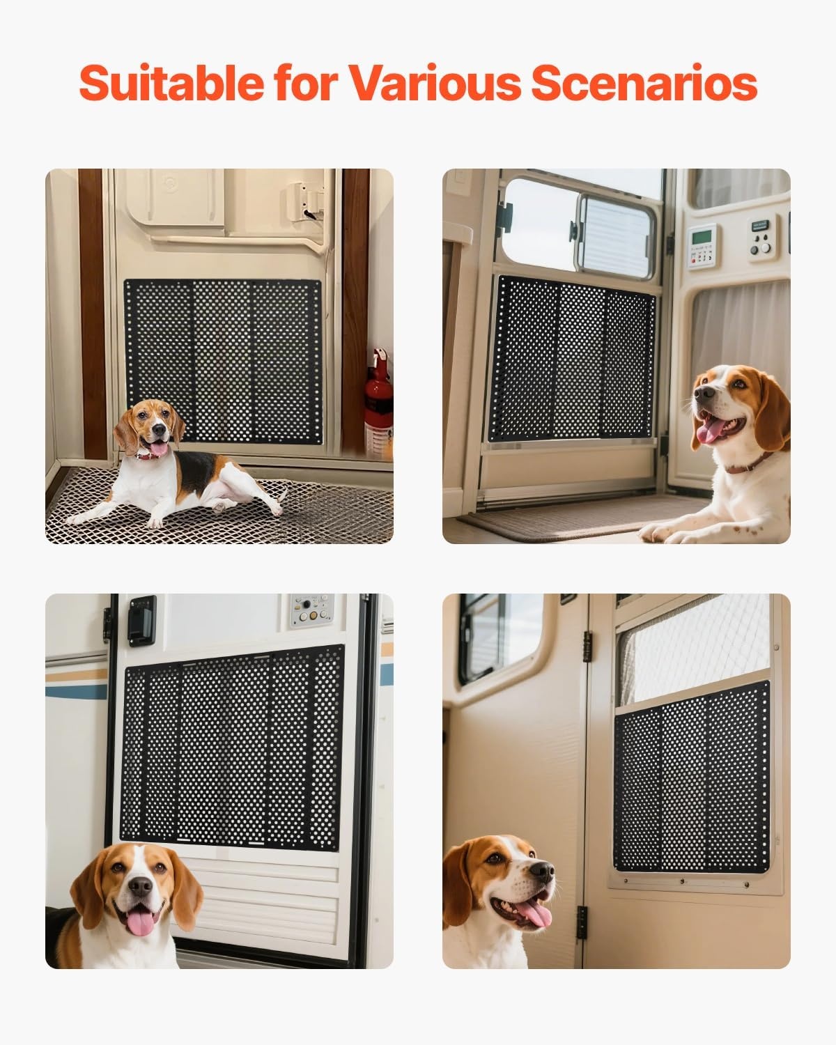 image:imageVEVOR RV Screen Door Protector 225 x 20 inch Door Grille Easy to Install and Disassemble Reinforced Breathable Protective Mesh Aluminum Alloy Camper RV Entry Protector for Pet Protection Black315 x 20 x 042 in