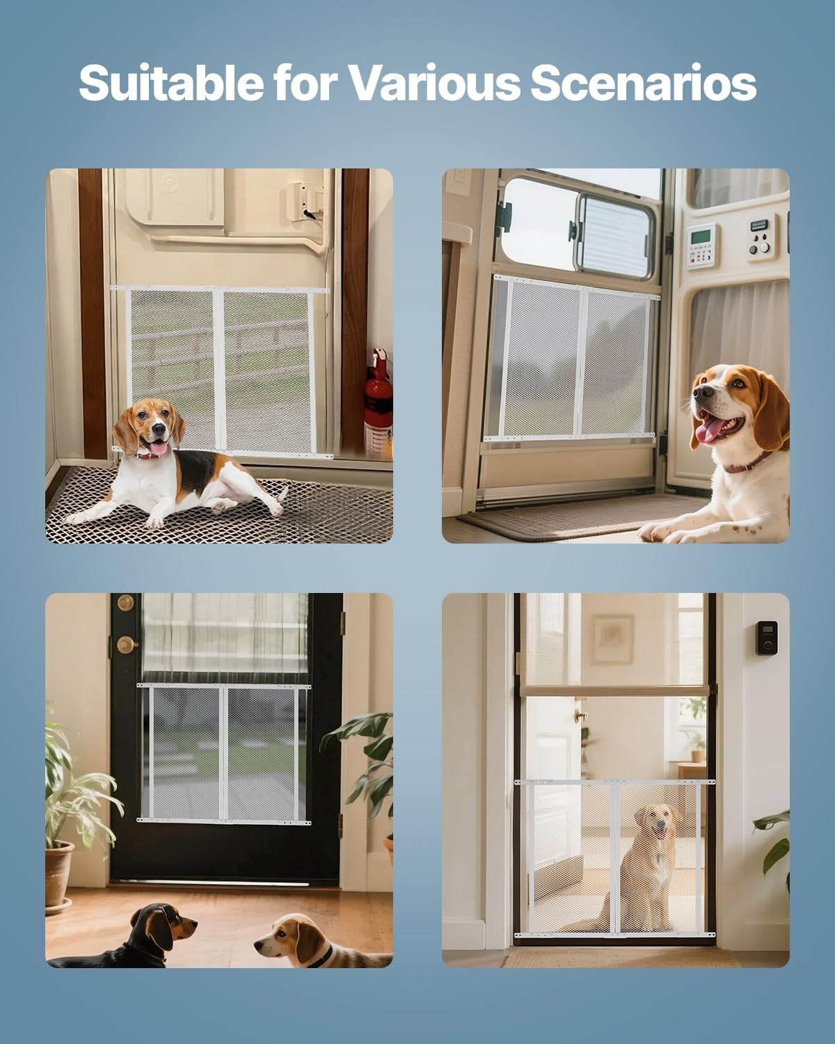 image:imageVEVOR RV Screen Door Protector 225 x 20 inch Door Grille Easy to Install and Disassemble Reinforced Breathable Protective Mesh Aluminum Alloy Camper RV Entry Protector for Pet Protection Black285 x 315 in