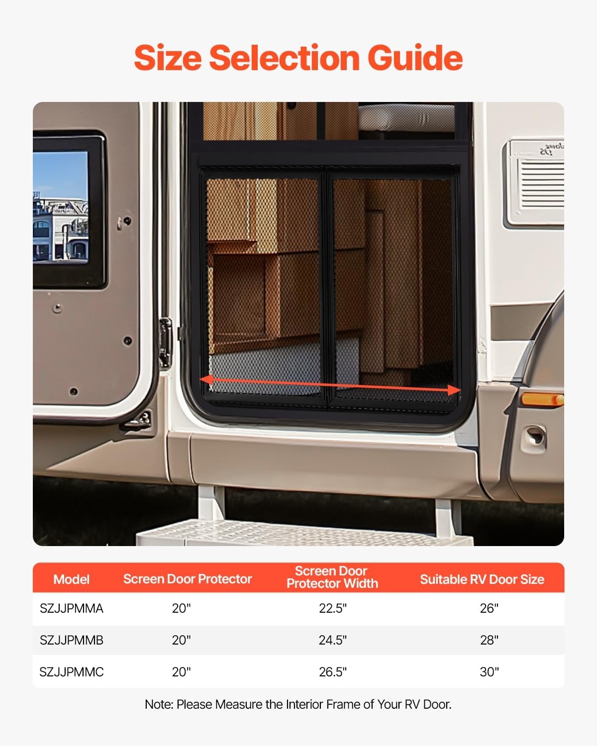 image:imageVEVOR RV Screen Door Protector 225 x 20 inch Door Grille Easy to Install and Disassemble Reinforced Breathable Protective Mesh Aluminum Alloy Camper RV Entry Protector for Pet Protection Black20 x 225 in