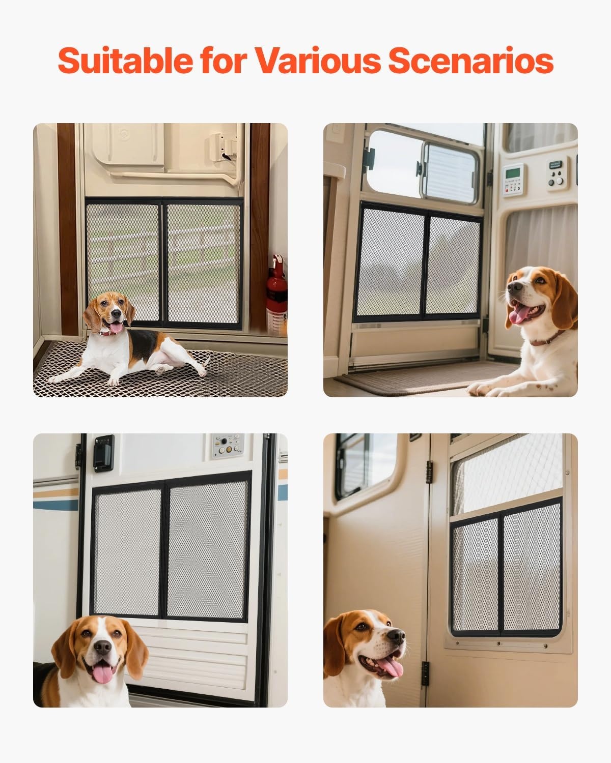 image:imageVEVOR RV Screen Door Protector 225 x 20 inch Door Grille Easy to Install and Disassemble Reinforced Breathable Protective Mesh Aluminum Alloy Camper RV Entry Protector for Pet Protection Black20 x 245 in