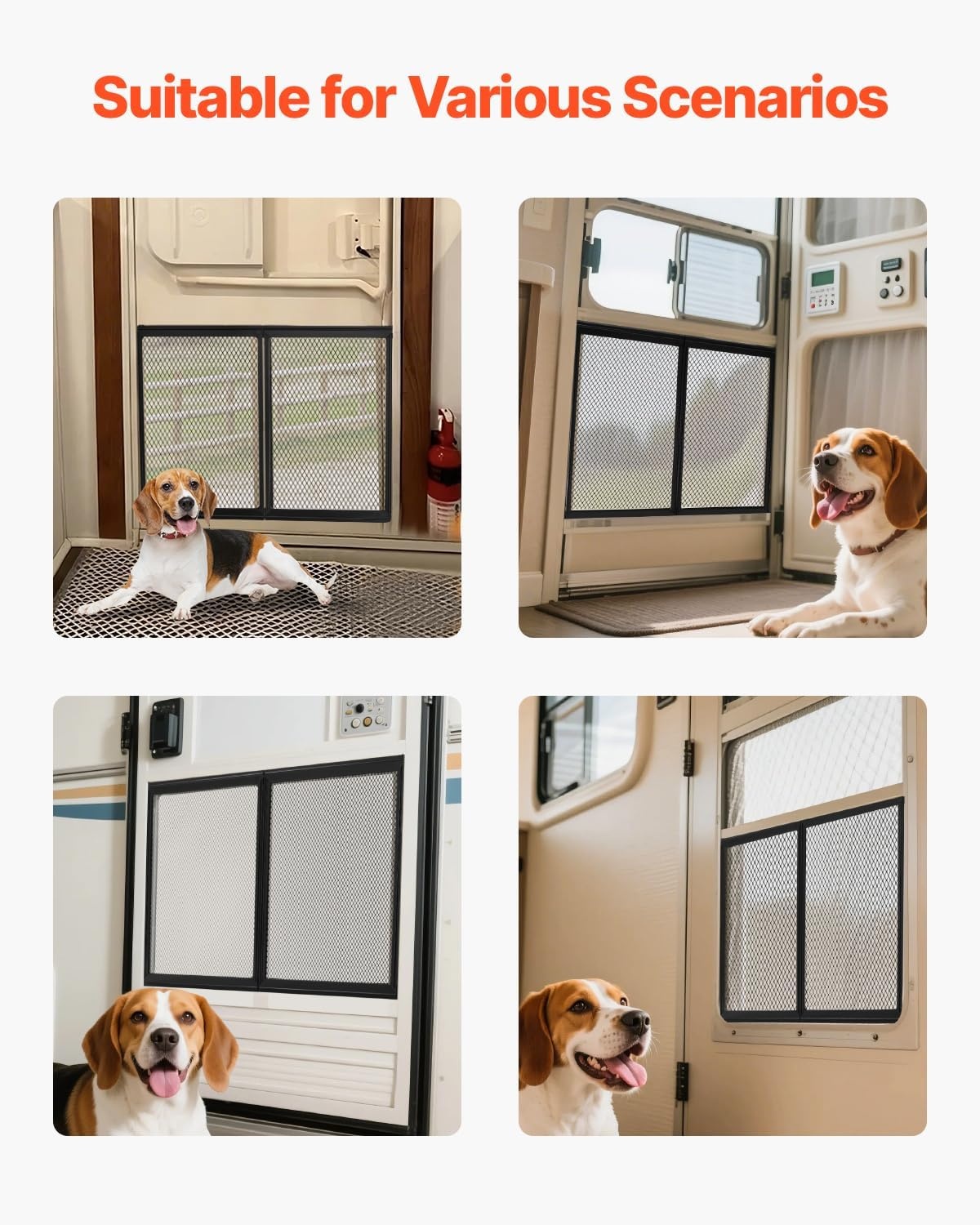 image:imageVEVOR RV Screen Door Protector 225 x 20 inch Door Grille Easy to Install and Disassemble Reinforced Breathable Protective Mesh Aluminum Alloy Camper RV Entry Protector for Pet Protection Black20 x 265 in