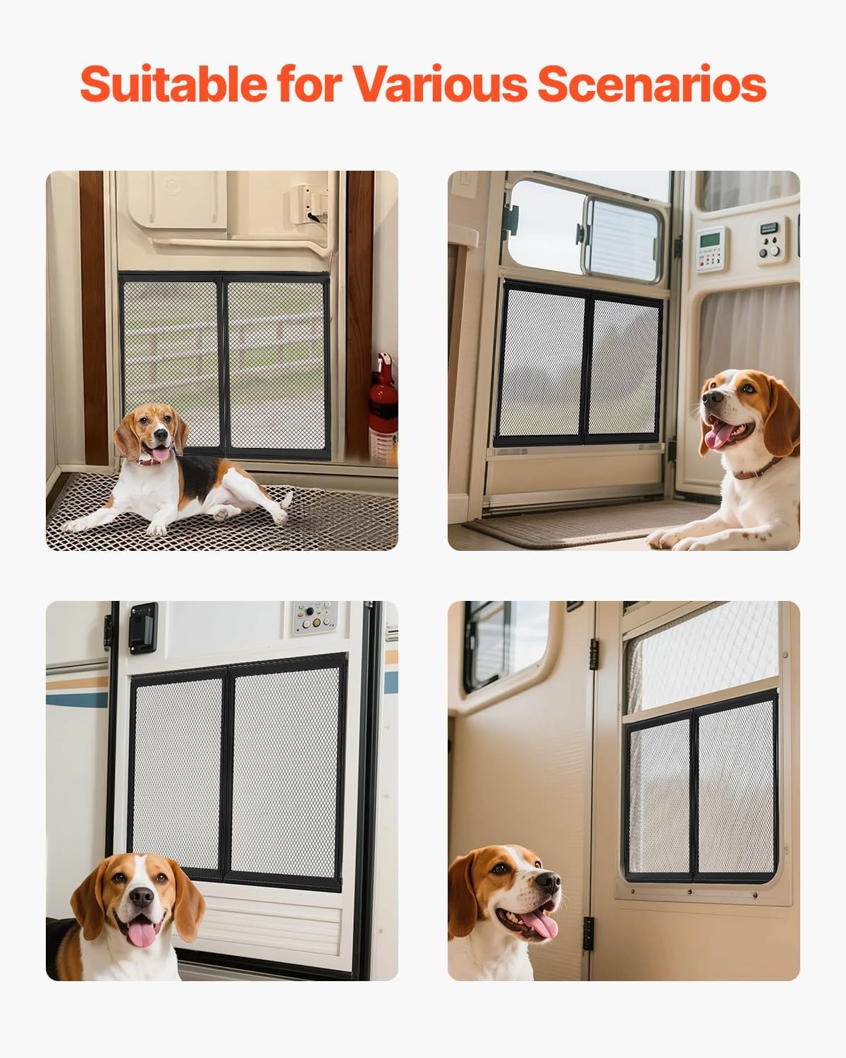 image:imageVEVOR RV Screen Door Protector 225 x 20 inch Door Grille Easy to Install and Disassemble Reinforced Breathable Protective Mesh Aluminum Alloy Camper RV Entry Protector for Pet Protection Black20 x 225 in