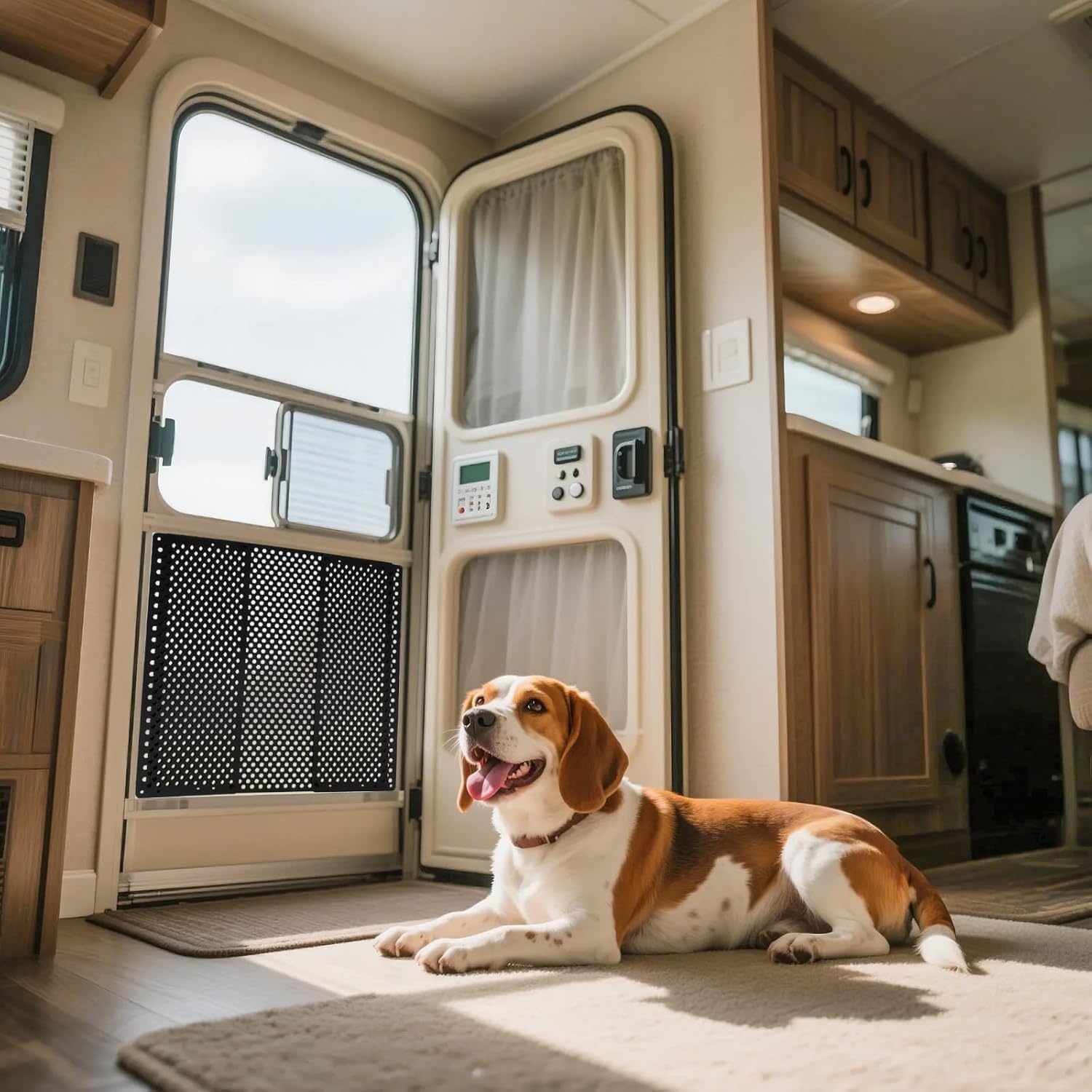 image:imageVEVOR RV Screen Door Protector 225 x 20 inch Door Grille Easy to Install and Disassemble Reinforced Breathable Protective Mesh Aluminum Alloy Camper RV Entry Protector for Pet Protection Black315 x 20 x 042 in