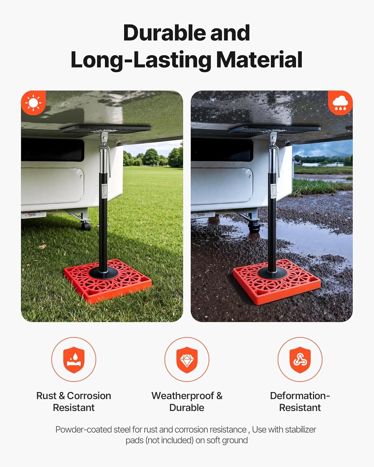 image:imageVEVOR RV Slide Out Support Jack 2 PCS Camper SlideOut Leveling Jack PowderCoated Steel Support Jacks for RV Camper Travel Trailer Supports Up to 1000lbs Adjustable from 213 inch to 48 inch1000 lbspcs