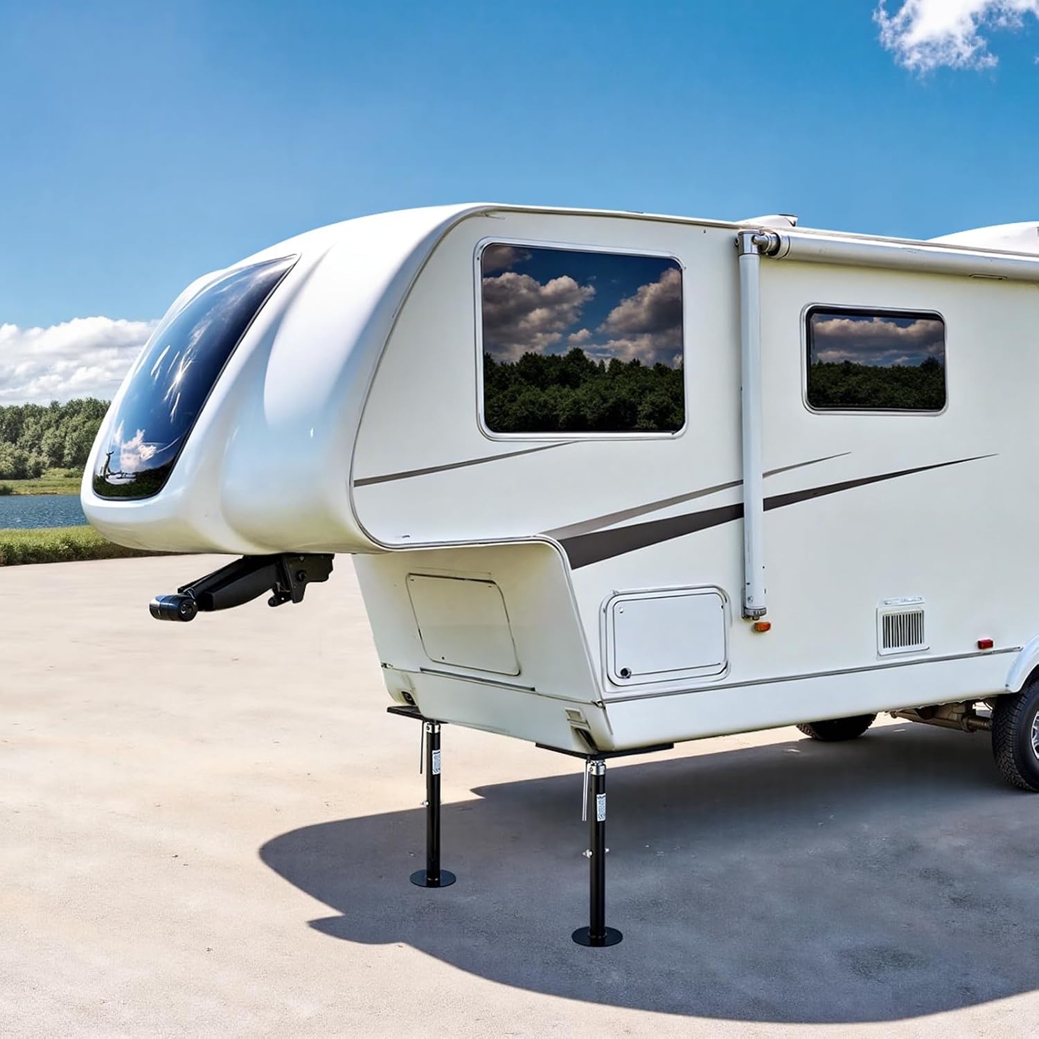 image:imageVEVOR RV Slide Out Support Jack 2 PCS Camper SlideOut Leveling Jack PowderCoated Steel Support Jacks for RV Camper Travel Trailer Supports Up to 1000lbs Adjustable from 213 inch to 48 inch1000 lbspcs