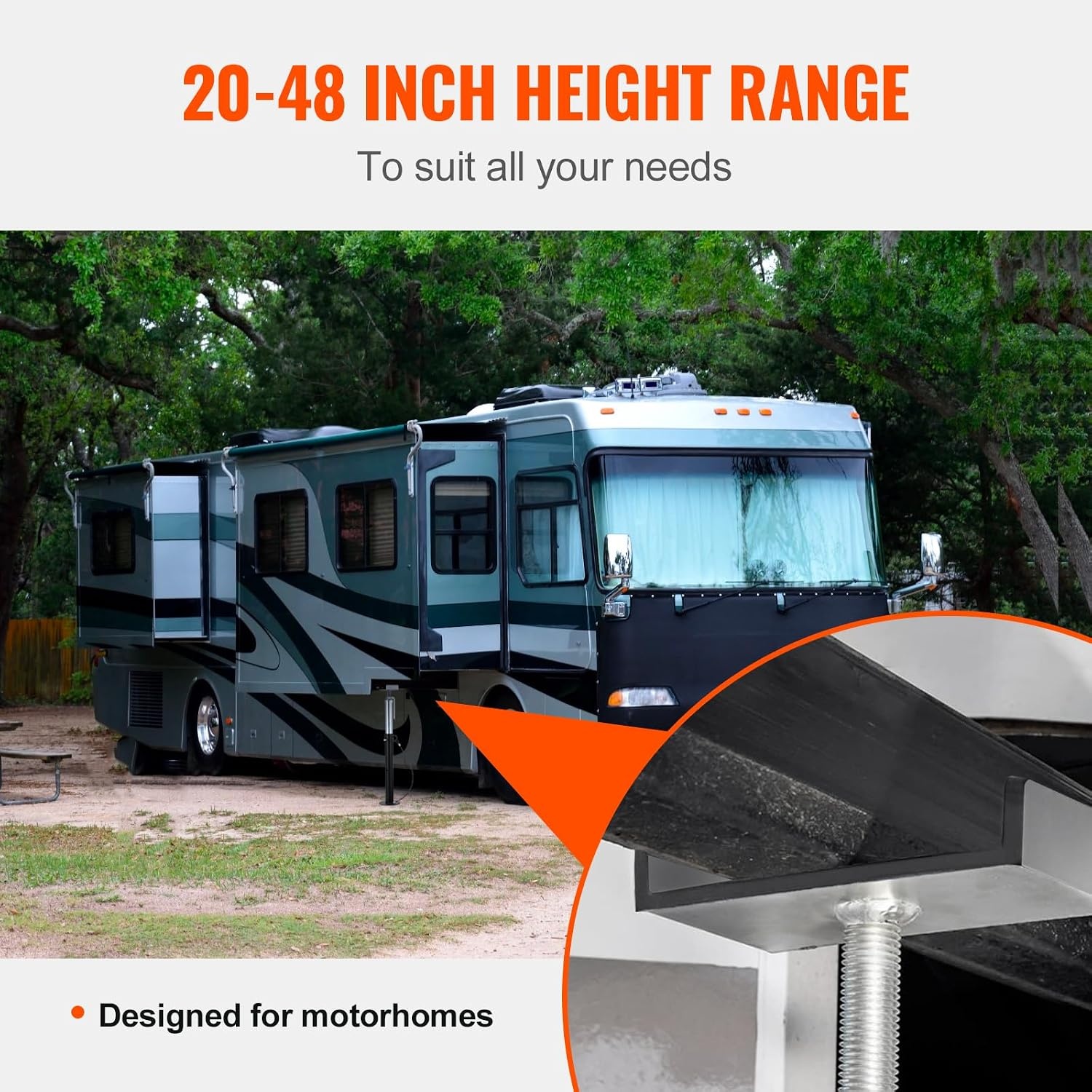 image:imageVEVOR RV Slide Out Support Jack 2 PCS Camper SlideOut Leveling Jack PowderCoated Steel Support Jacks for RV Camper Travel Trailer Supports Up to 1000lbs Adjustable from 213 inch to 48 inch5000 lbspcs