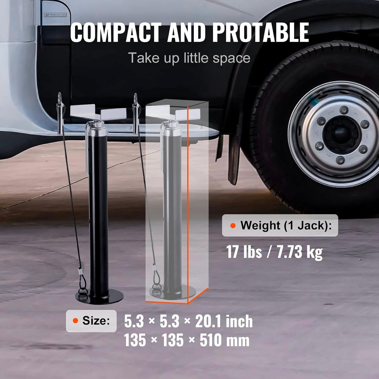 image:imageVEVOR RV Slide Out Support Jack 2 PCS Camper SlideOut Leveling Jack PowderCoated Steel Support Jacks for RV Camper Travel Trailer Supports Up to 1000lbs Adjustable from 213 inch to 48 inch5000 lbspcs